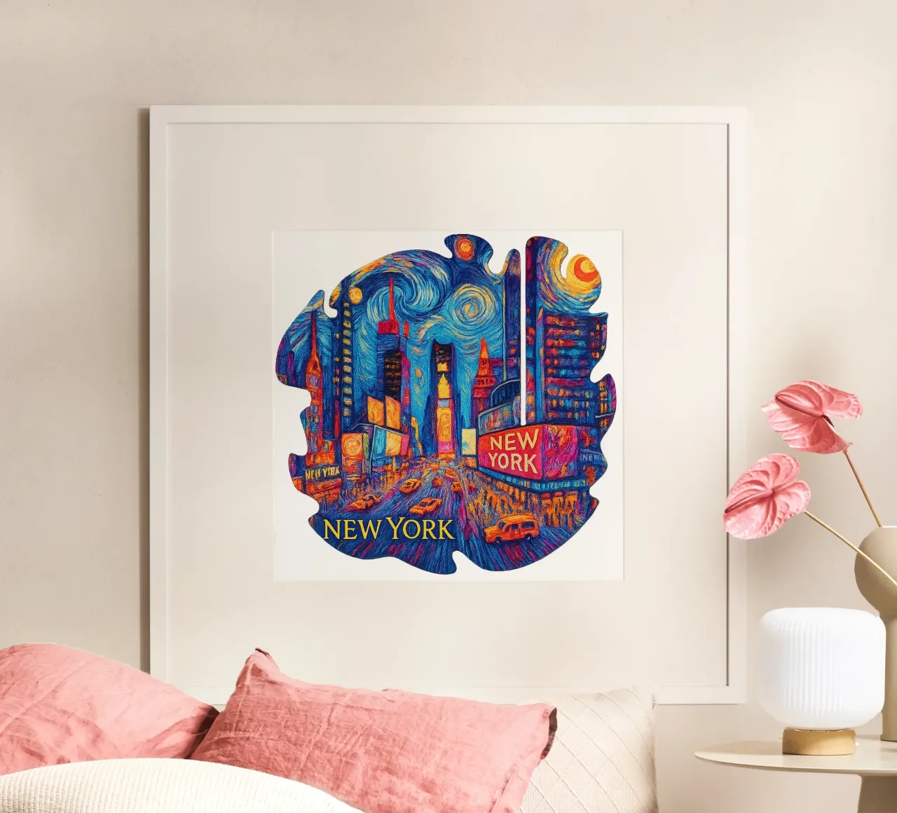 FREE NEW YORK 1 poster con telaio in alluminio da Vintage Van Gogh