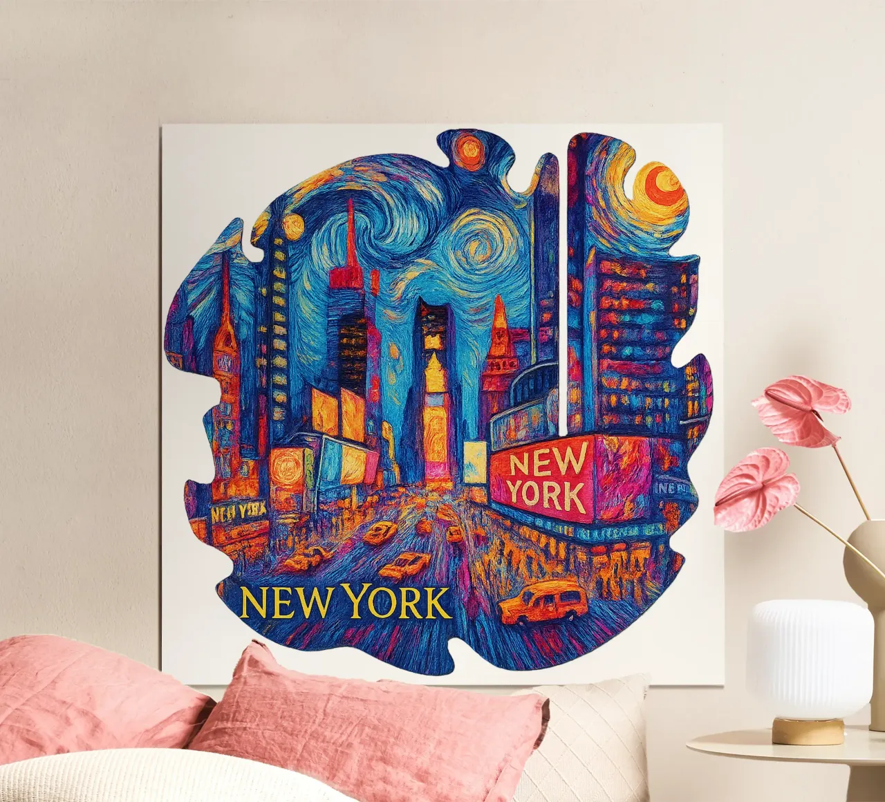 FREE NEW YORK 1 poster con telaio in alluminio da Vintage Van Gogh