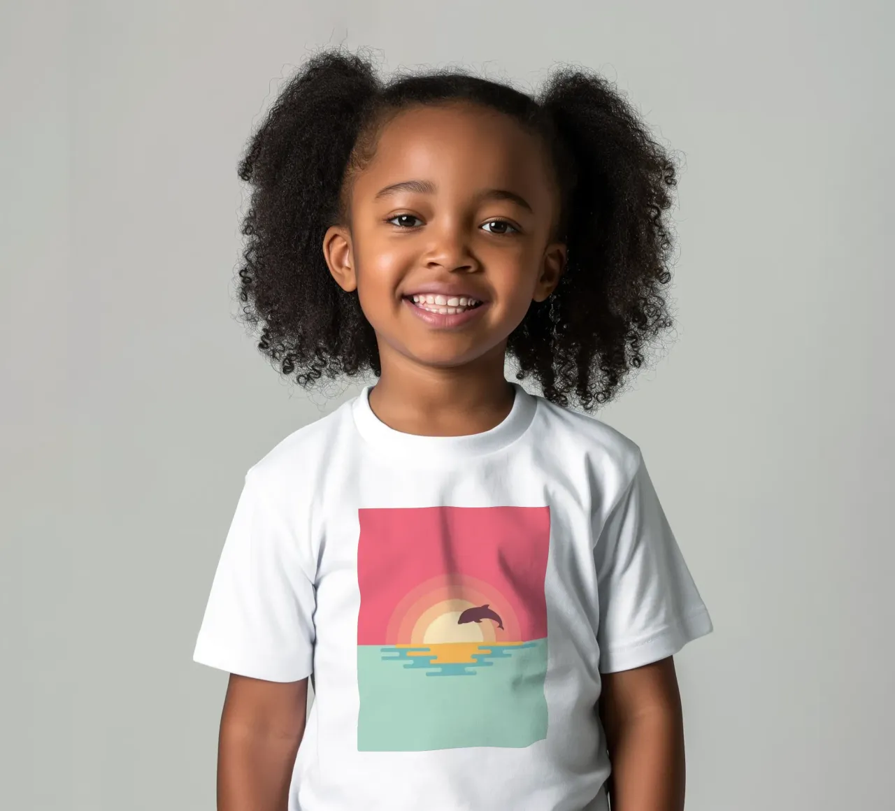 Dolphin Jump In The Sky kids t-shirt by cosmos studio