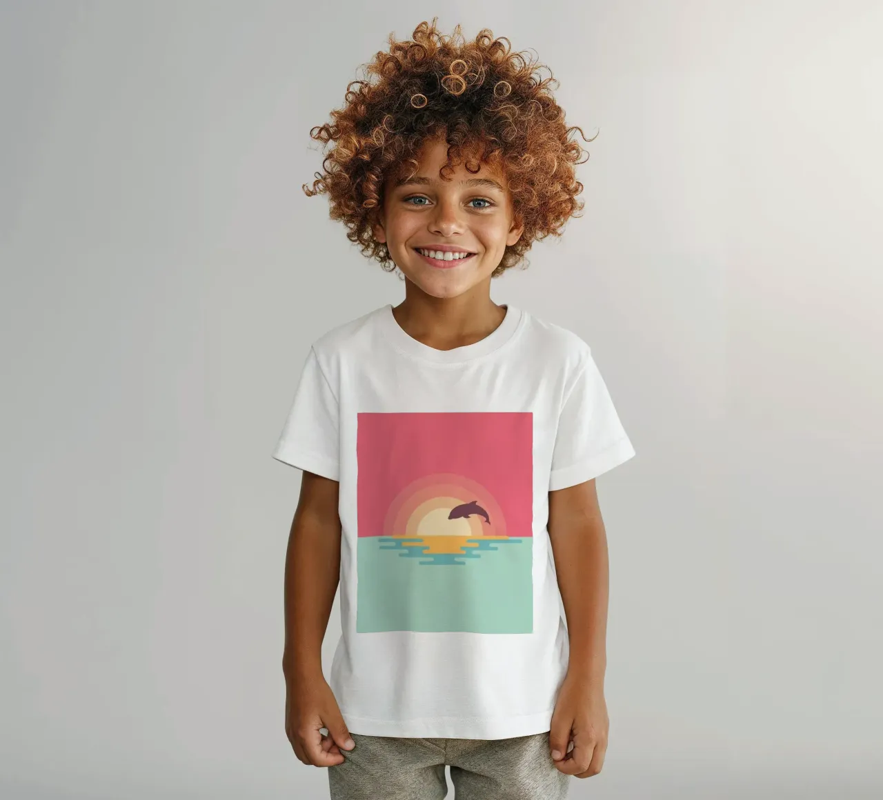 Dolphin Jump In The Sky kids t-shirt by cosmos studio