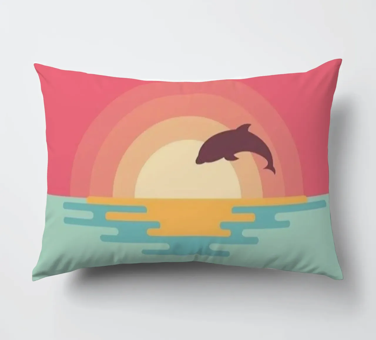 Dolphin Jump In The Sky decorative cushion by cosmos studio