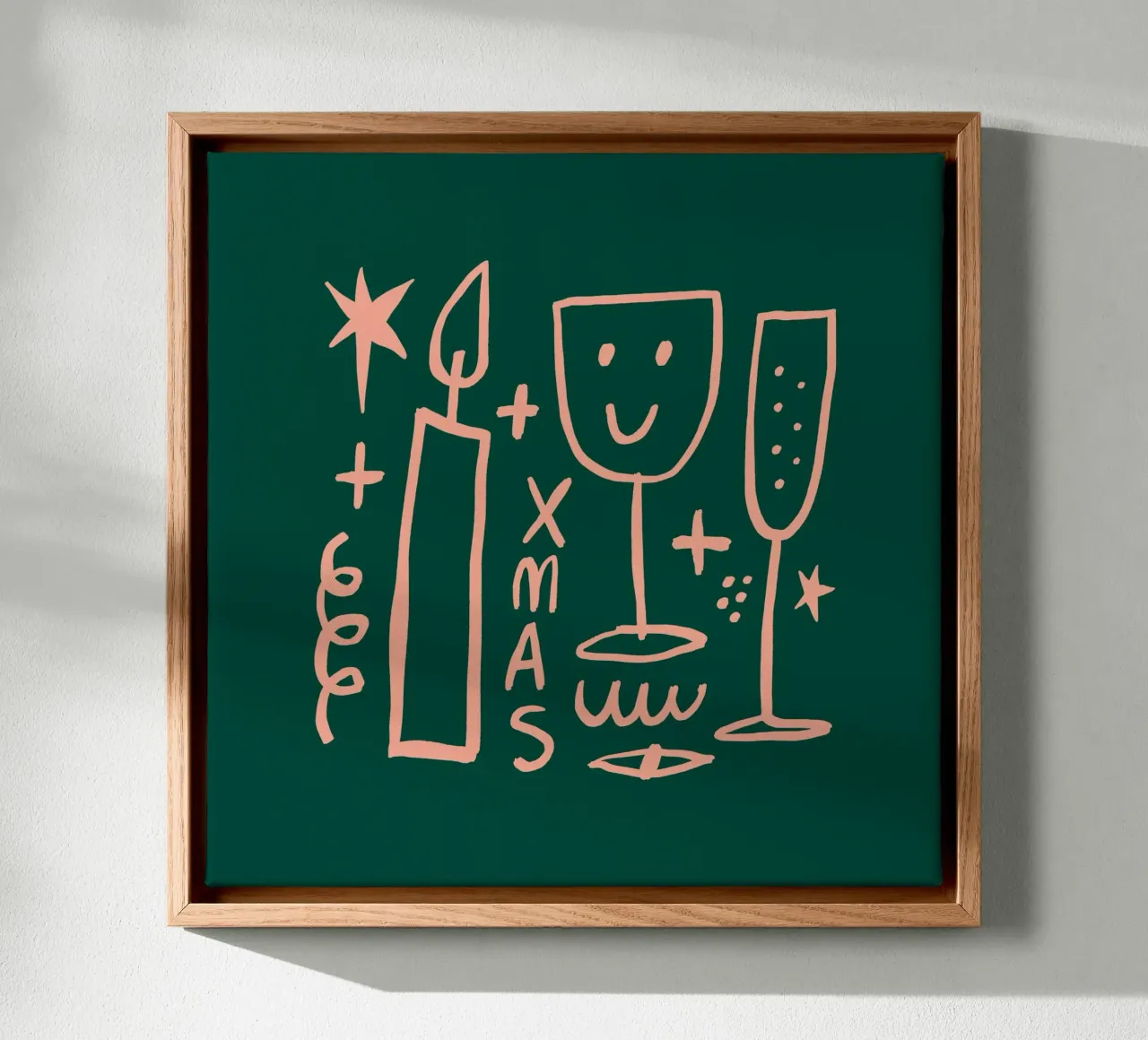 Happy Christmas No 13 canvas met Baklijst van treechild