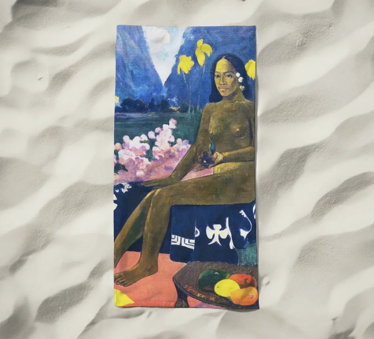 The Seed of the Areoi (1892) by Paul Gauguin beach towel by Venus Art
