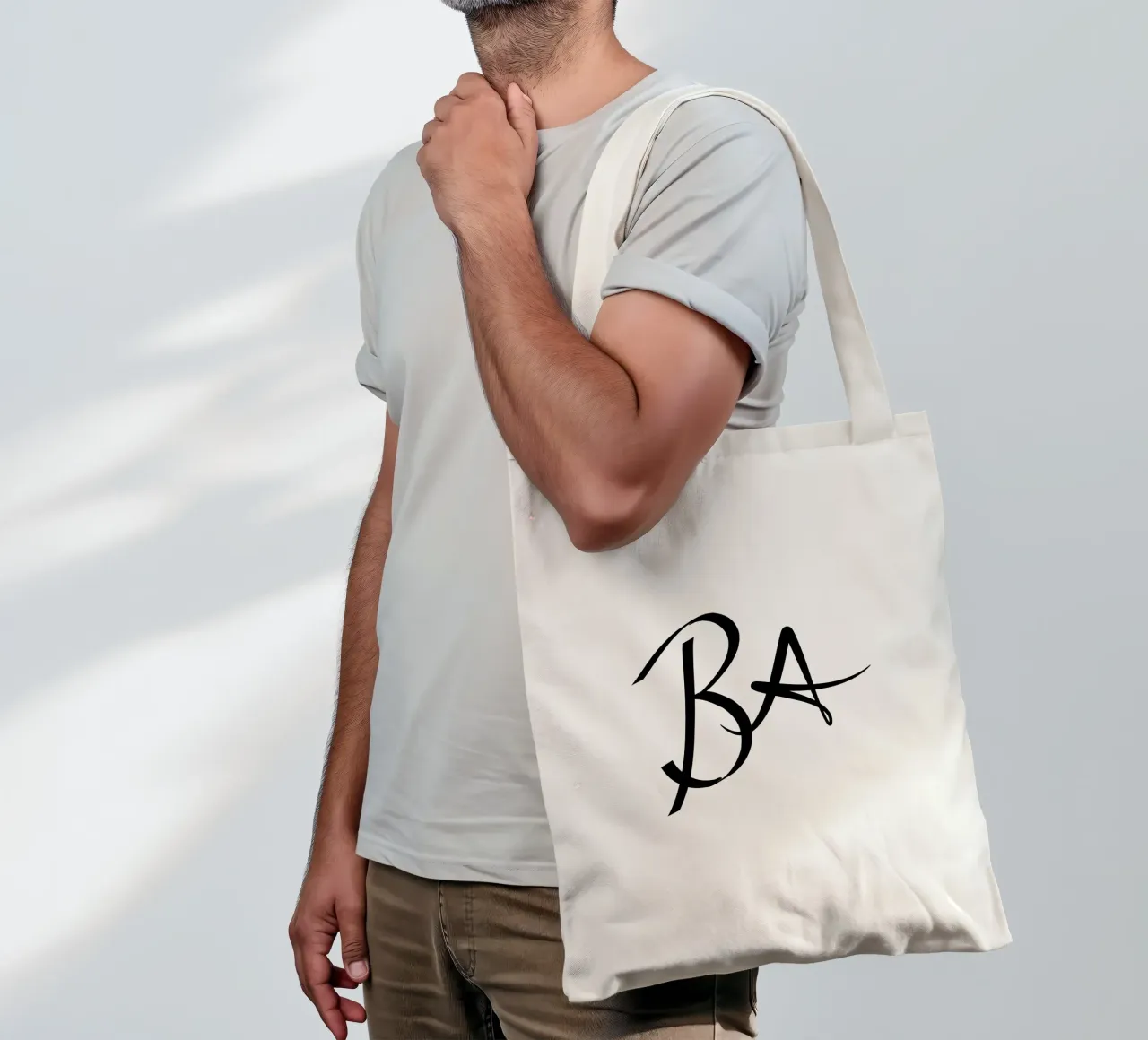 B A Initials Poster | Minimalist Love Deco Gift tote bag by StrindesignStudio