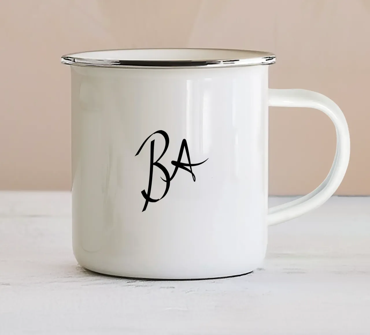 Poster con le iniziali B A | Regalo minimalista d'amore deco tazza in smalto da StrindesignStudio