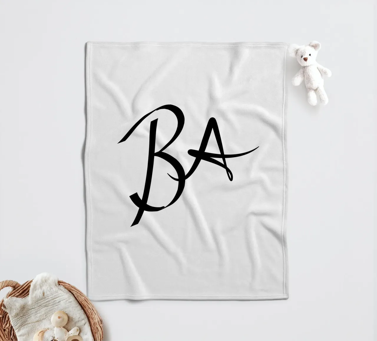 B A Initialen Poster | Minimalistische Liebe Deko Geschenk Fleecedecke von StrindesignStudio