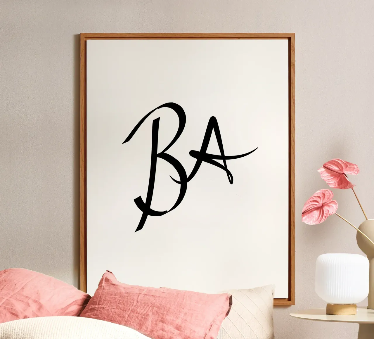 B A Initialen Poster | Minimalistische Liebe Deko Geschenk Alu-Dibond von StrindesignStudio
