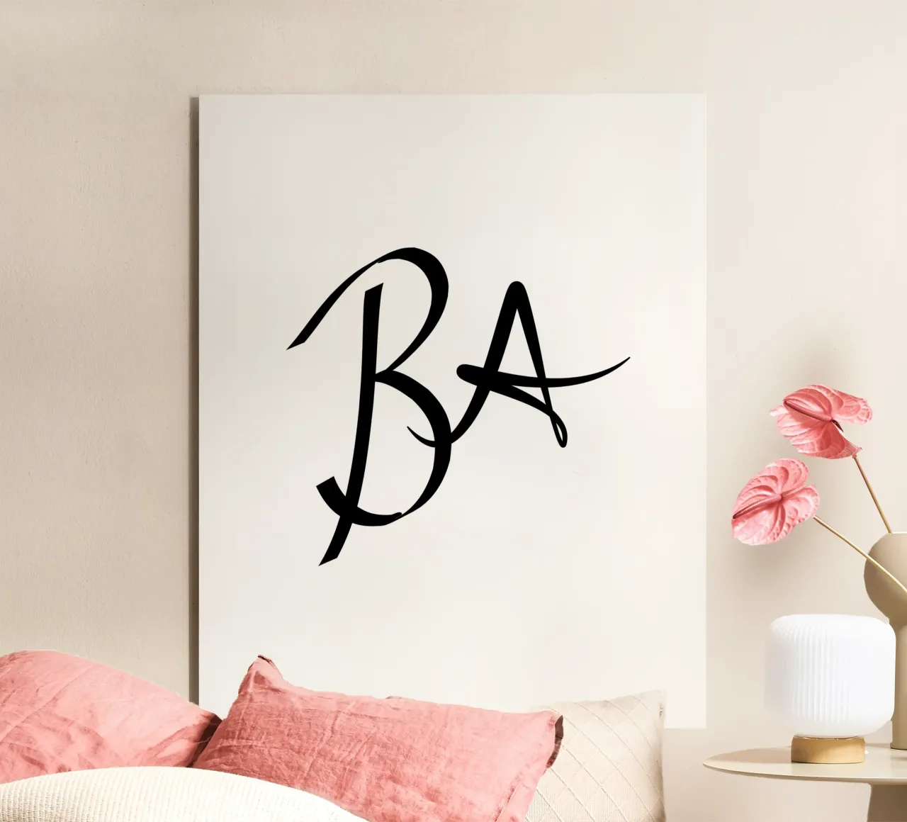 B A Initialen Poster | Minimalistische Liebe Deko Geschenk Alu-Dibond von StrindesignStudio