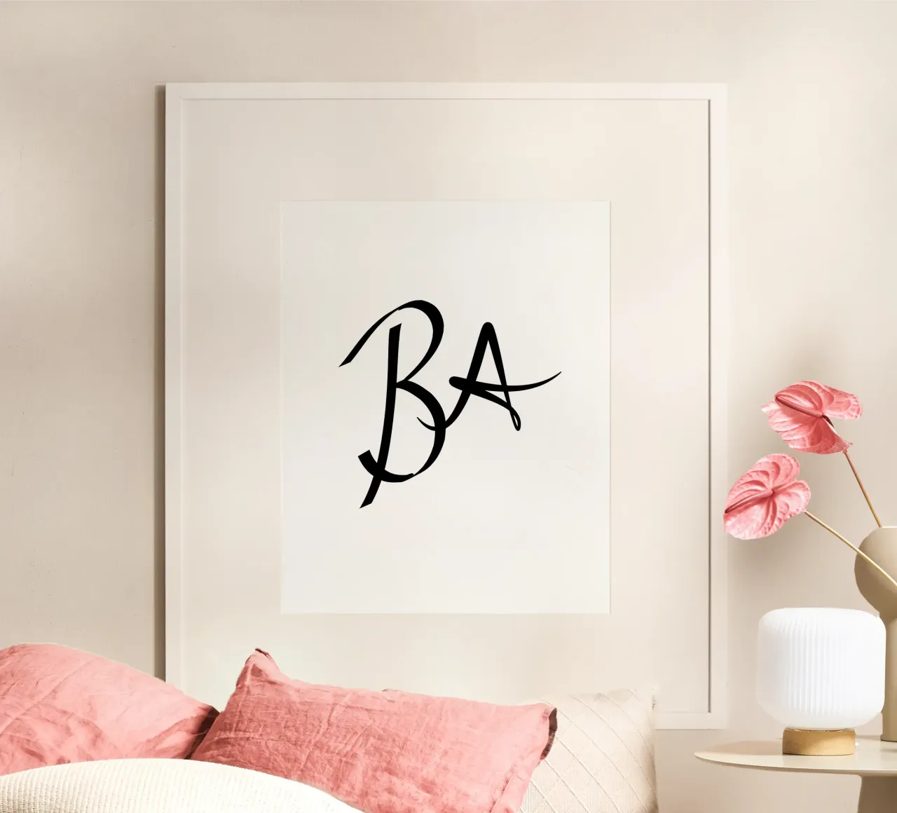 B A Initialen Poster | Minimalistische Liebe Deko Geschenk Hahnemühle von StrindesignStudio