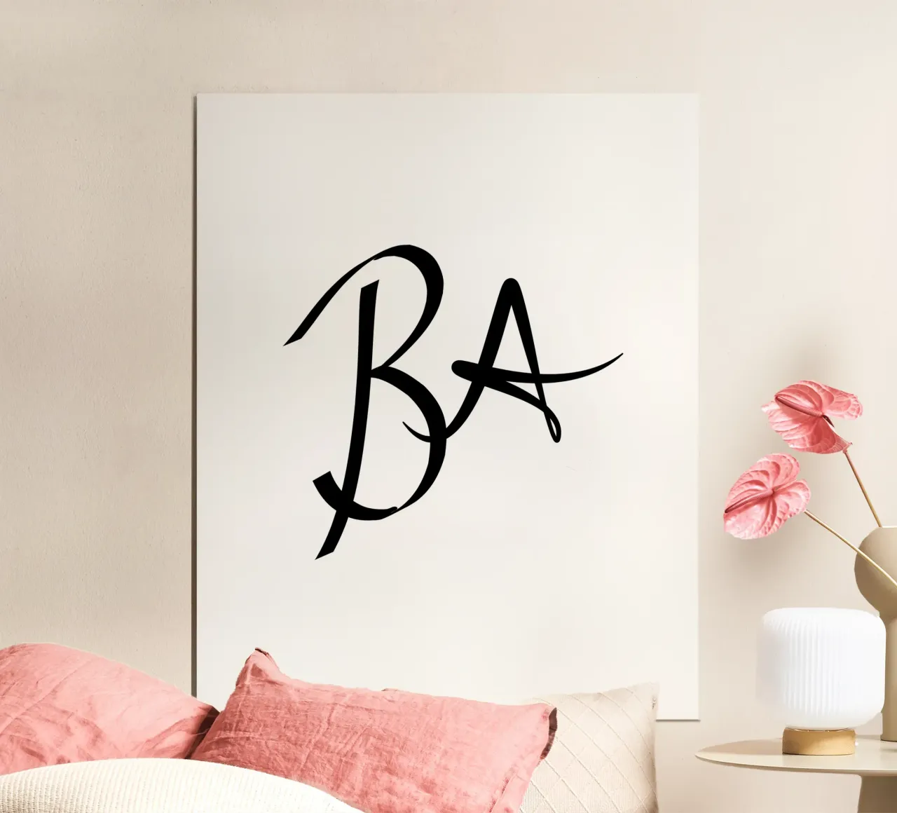 Poster con le iniziali B A | Regalo minimalista d'amore deco poster da StrindesignStudio