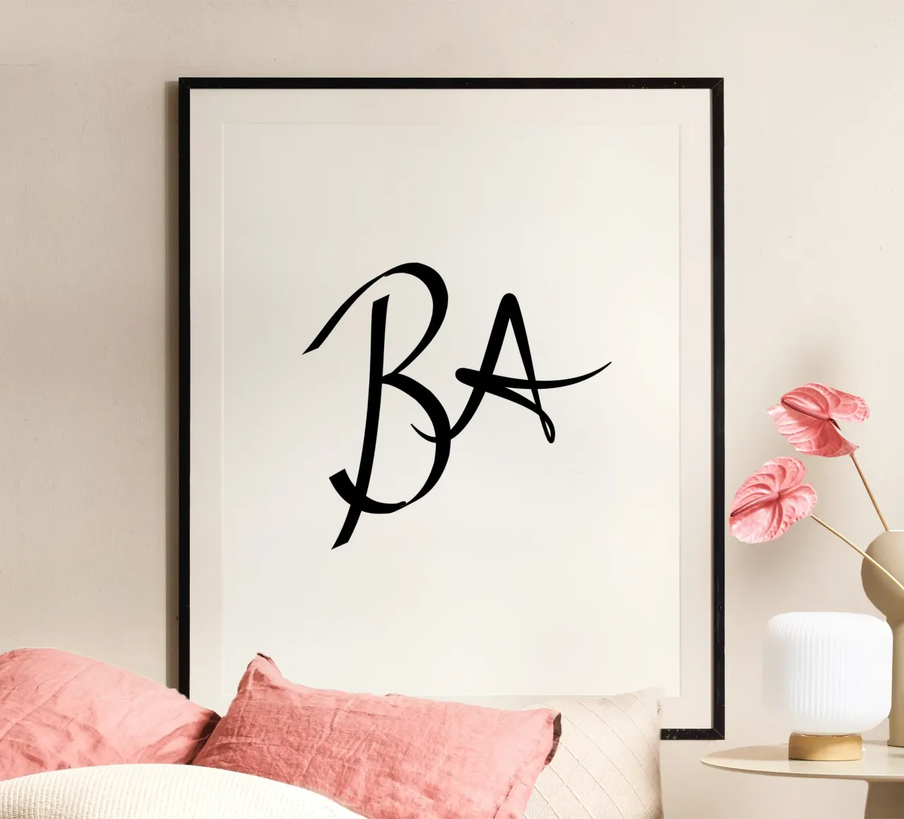 Poster con le iniziali B A | Regalo minimalista d'amore deco poster da StrindesignStudio