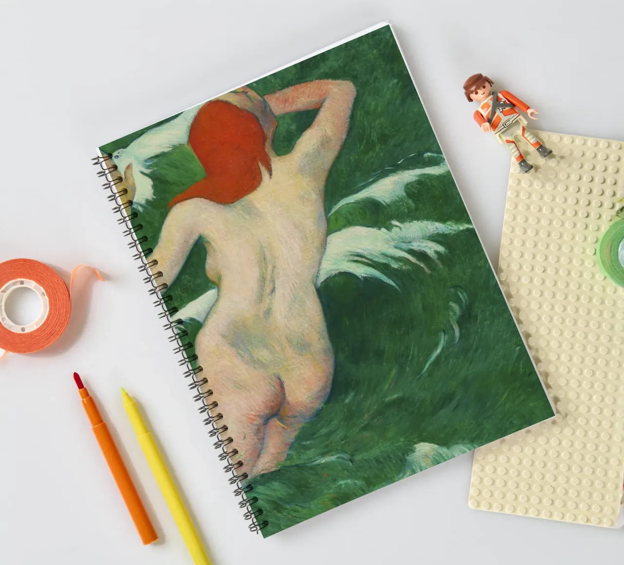 In the Waves (1899) by Paul Gauguin spiral notebook by Venus Art