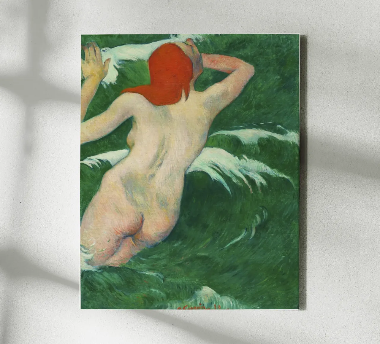 En las olas (1899) de Paul Gauguin lienzo con Marco flotante de Venus Art
