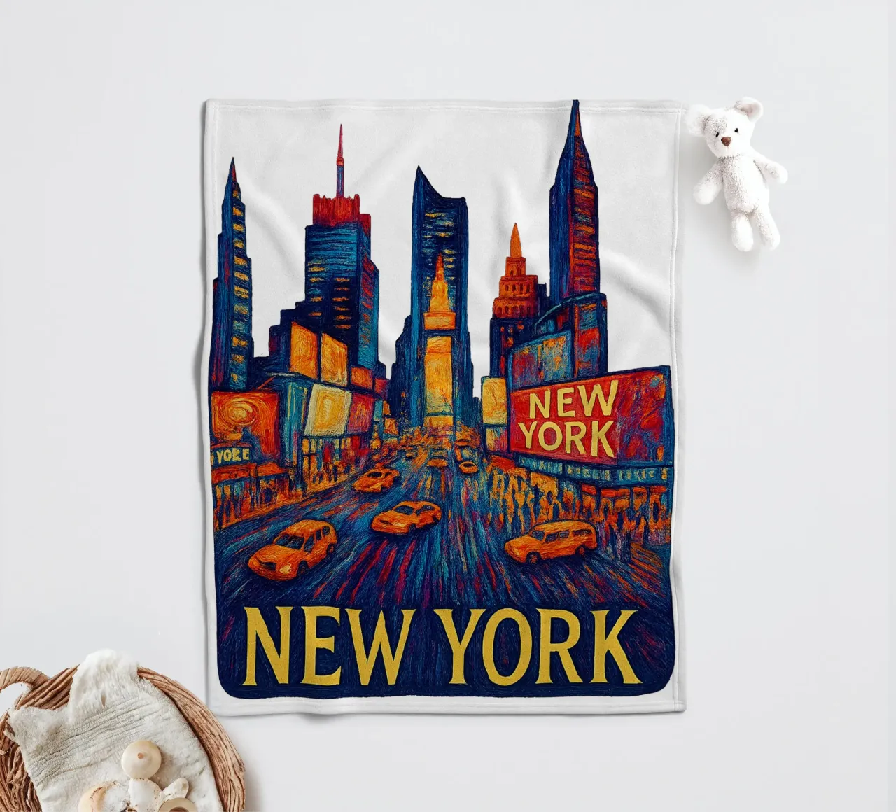 FREE NEW YORK 2 fleece blanket by Vintage Van Gogh