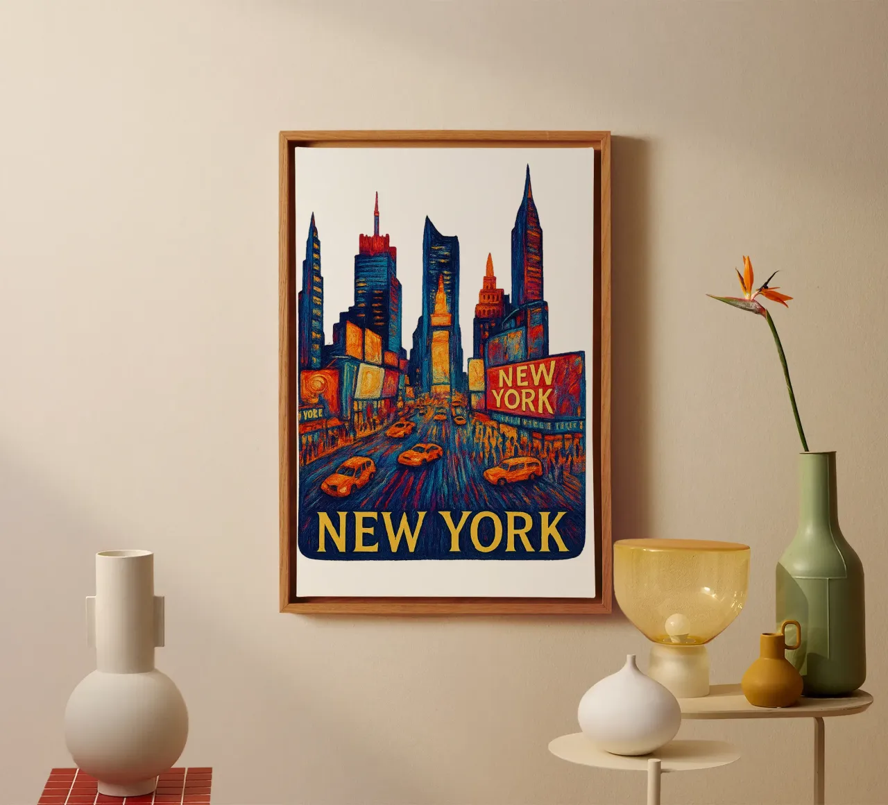 FREE NEW YORK 2 canvas met Baklijst van Vintage Van Gogh