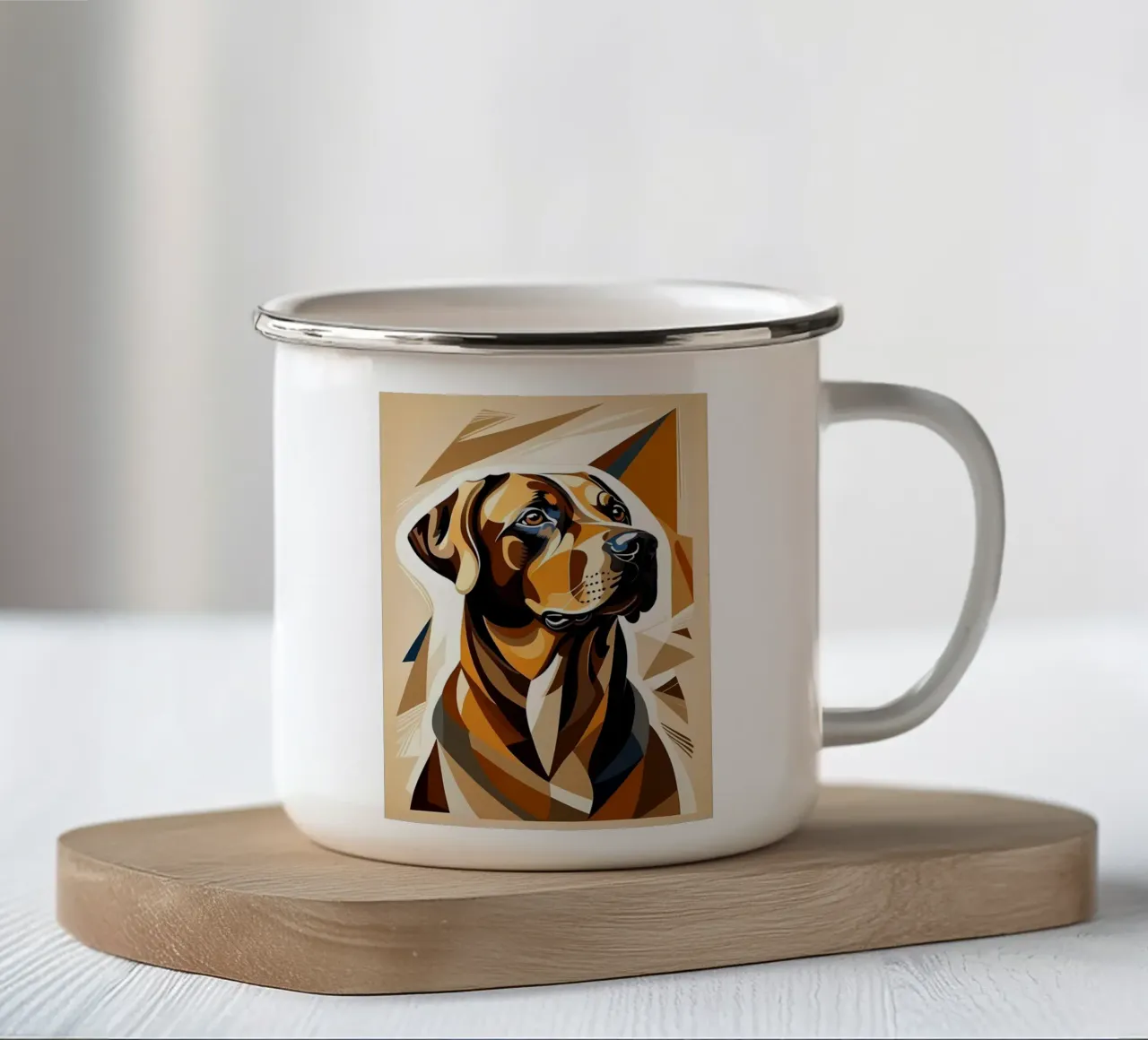 Cane in arte geometrica tazza in smalto da Brayan