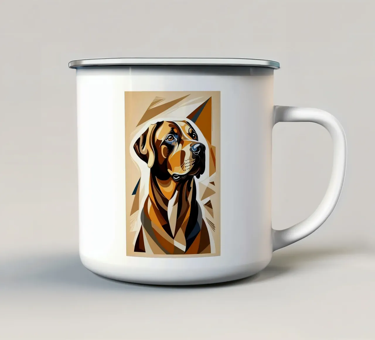 Cane in arte geometrica tazza in smalto da Brayan