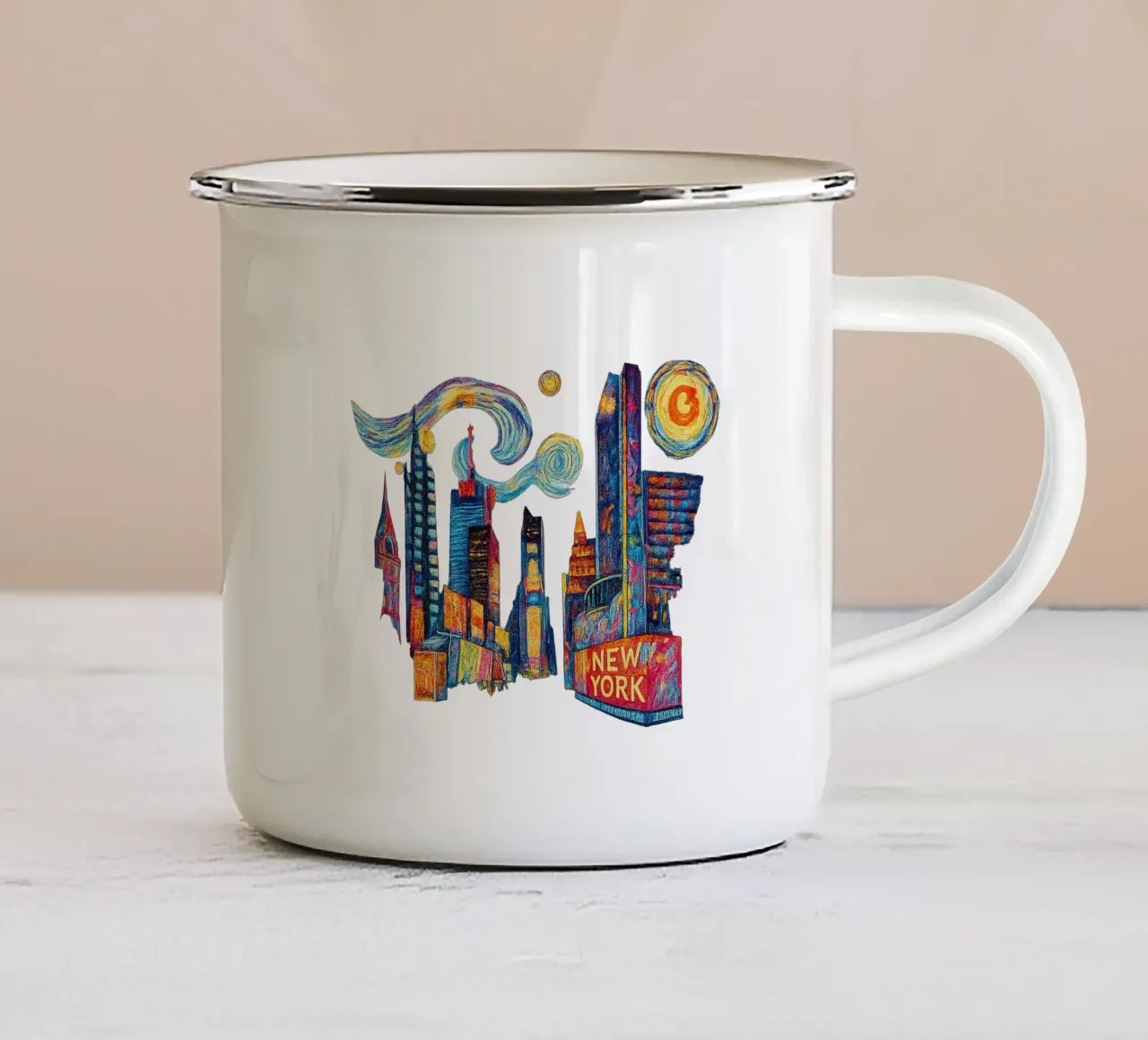 FREE NEW YORK 3 tazza in smalto da Vintage Van Gogh