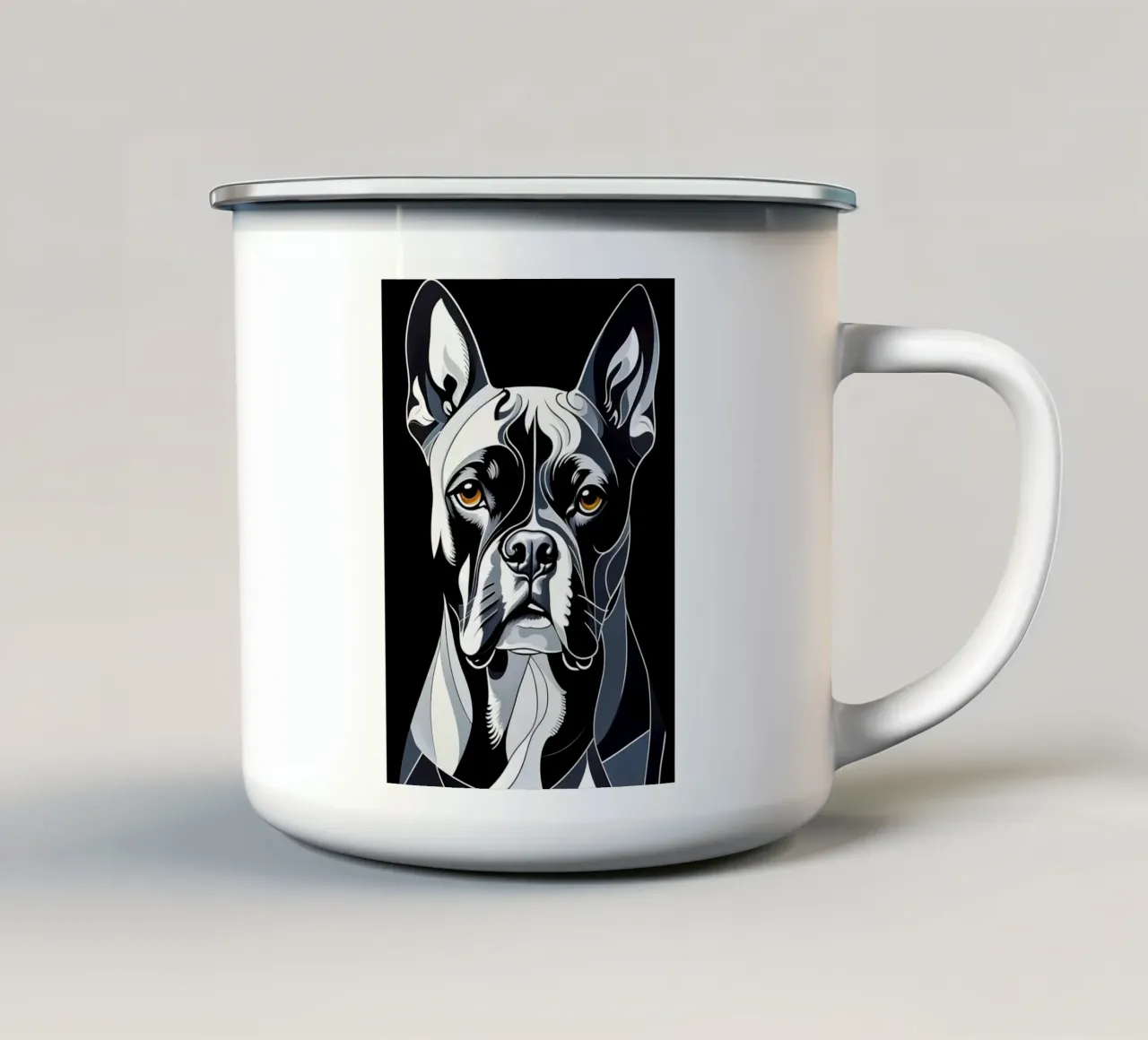 Cane nero tazza in smalto da Brayan