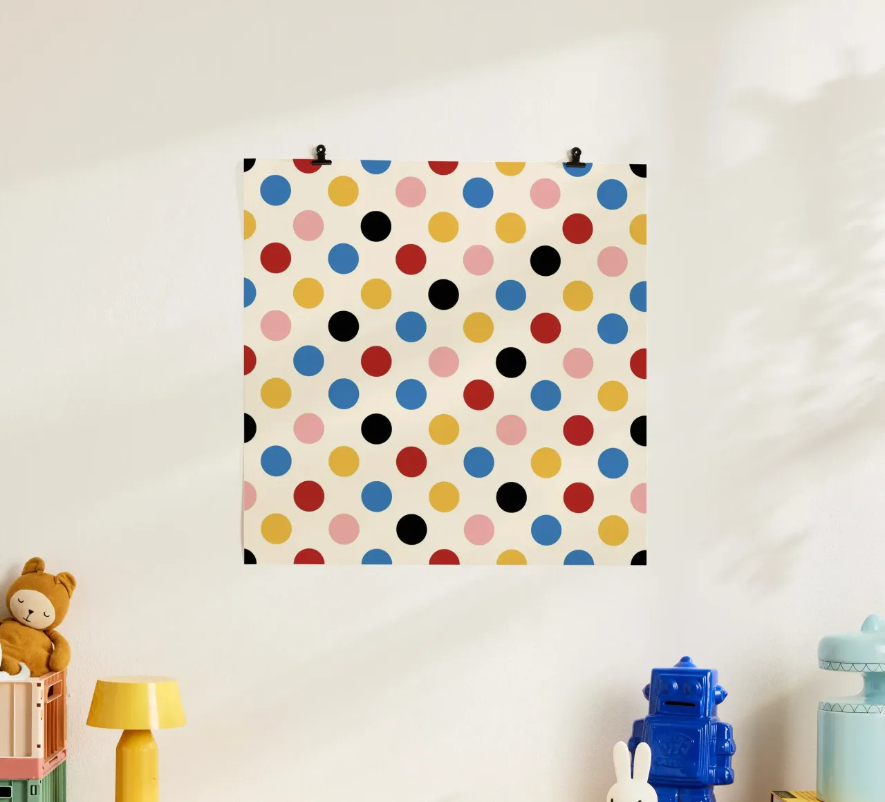 Colorful polka dots poster con telaio in legno da TijanaArtStudio88