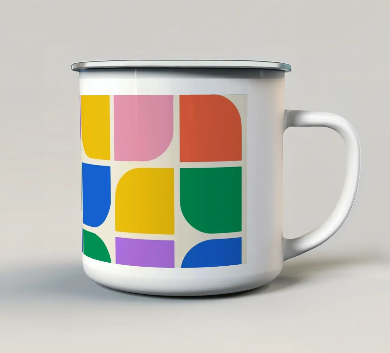 Bauhaus Vormen Kleurenraster - 1923 Heropleving emaille mok van Studio Vibe