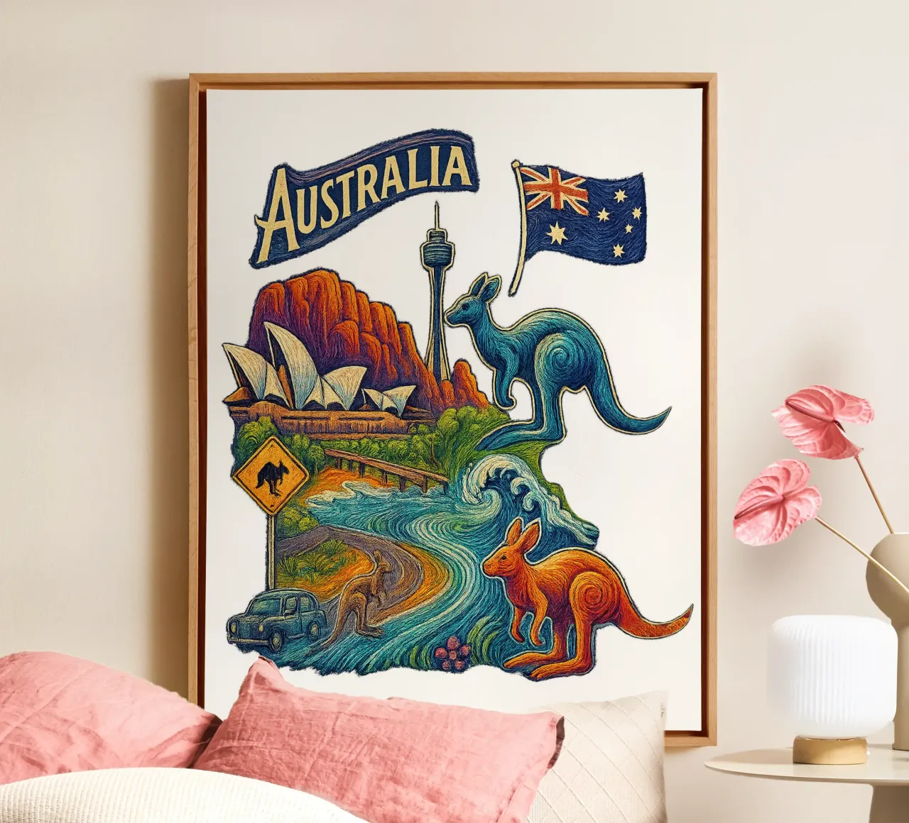 FREE AUSTRALIA 2 tela con Cornice a cassetta da Vintage Van Gogh