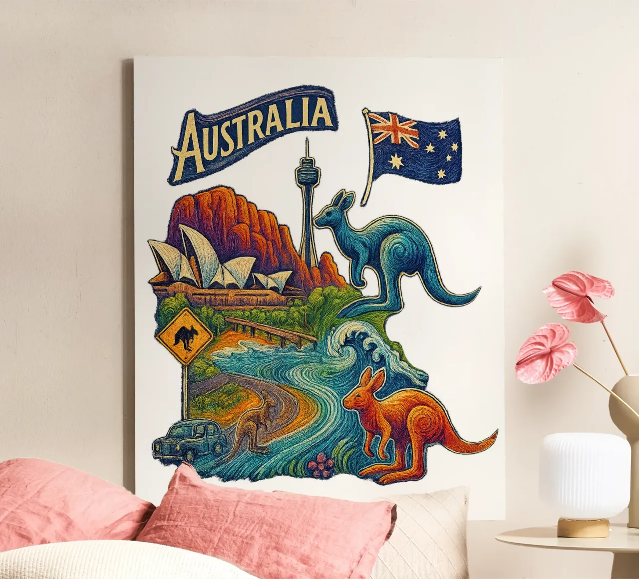 FREE AUSTRALIA 2 tela con Cornice a cassetta da Vintage Van Gogh