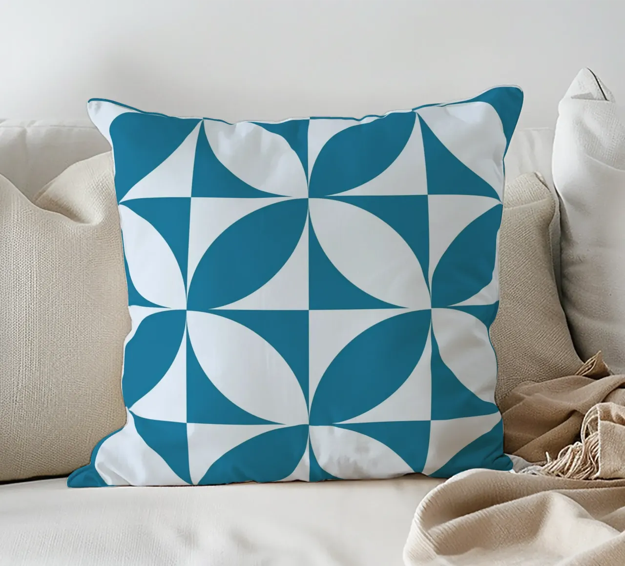 Geometric Blue Pattern | Modern Minimal Art Print decorative cushion by Studio Vibe