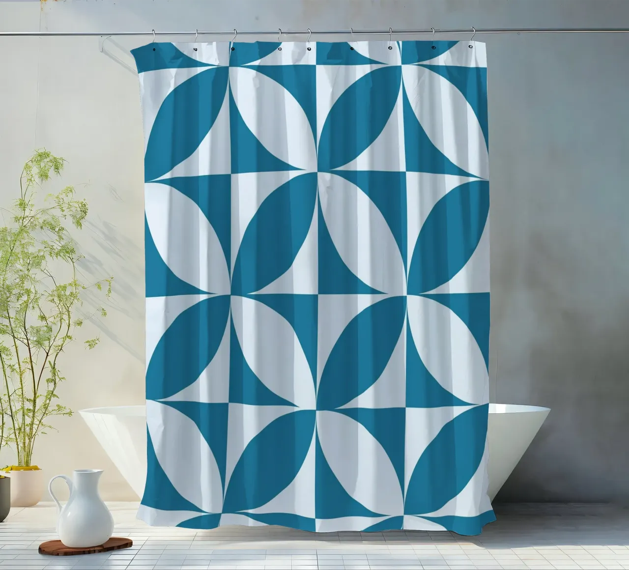 Geometric Blue Pattern | Modern Minimal Art Print cortina de baño de Studio Vibe