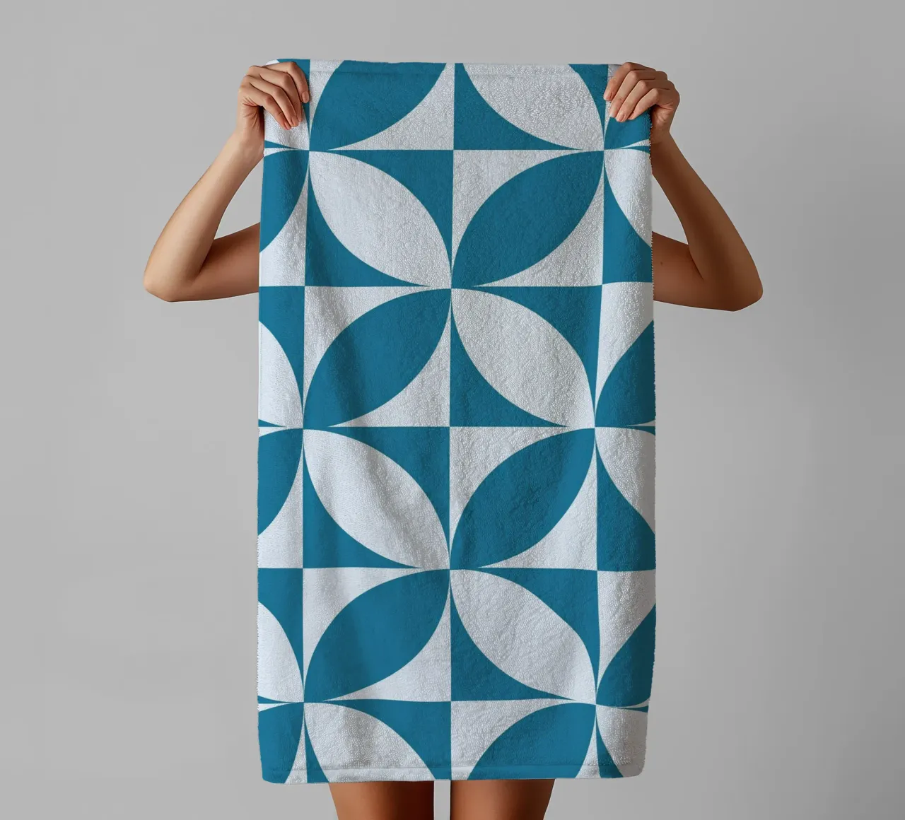 Geometric Blue Pattern | Modern Minimal Art Print towel by Studio Vibe