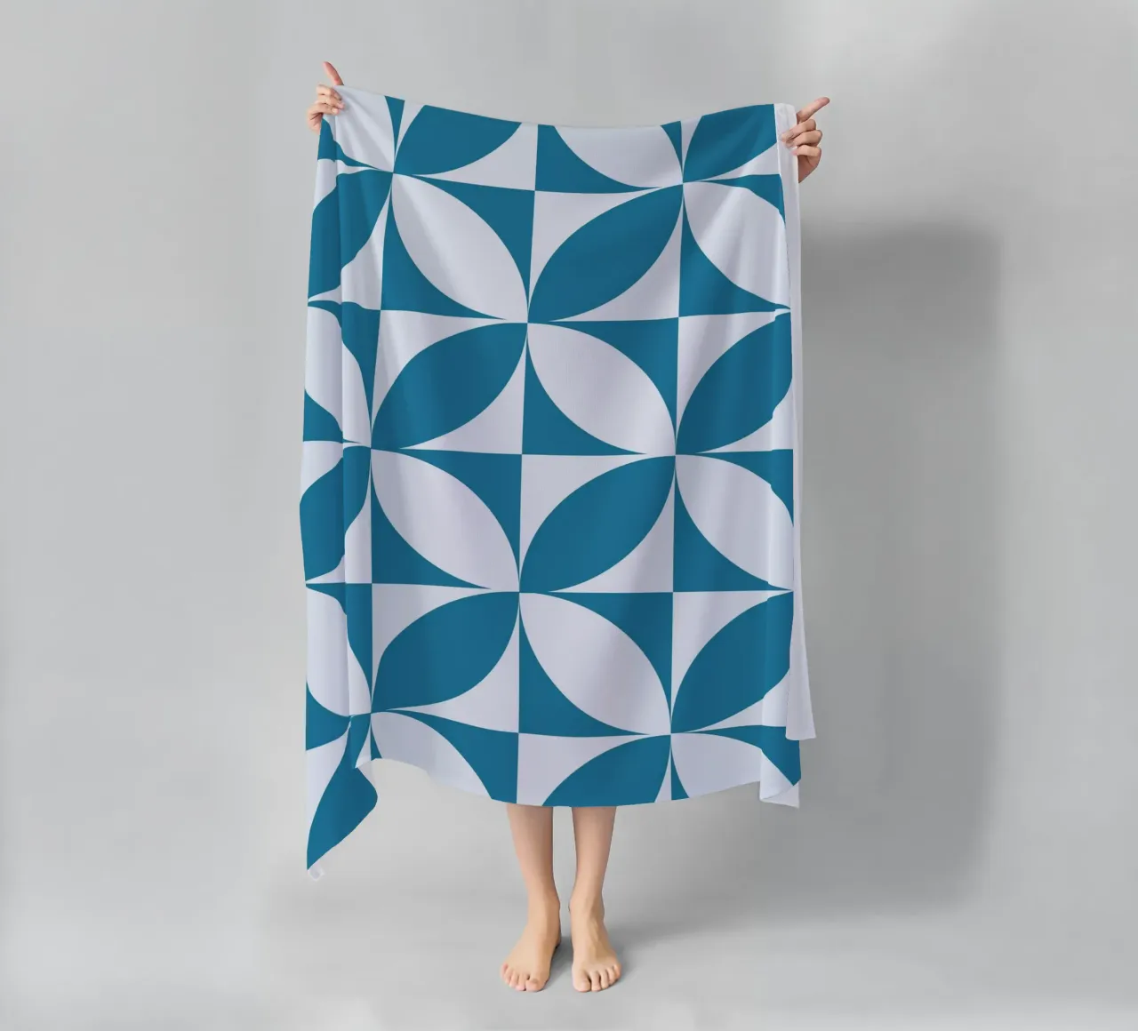 Geometric Blue Pattern | Modern Minimal Art Print beach towel by Studio Vibe