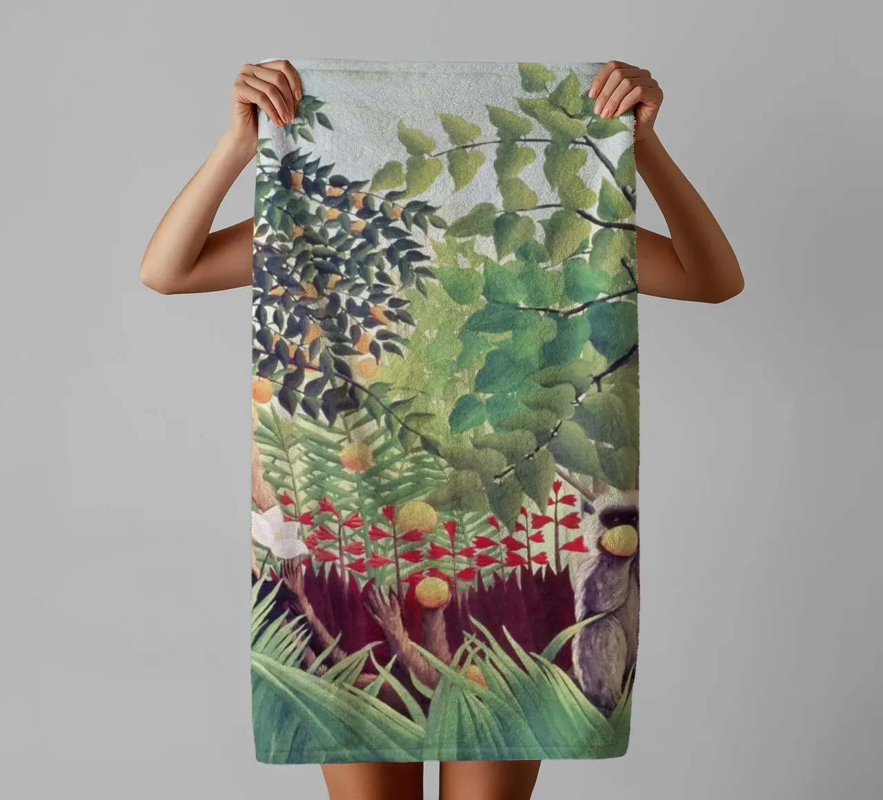 Paesaggio esotico (1910) di Henri Rousseau asciugamano da bagno da Venus Art