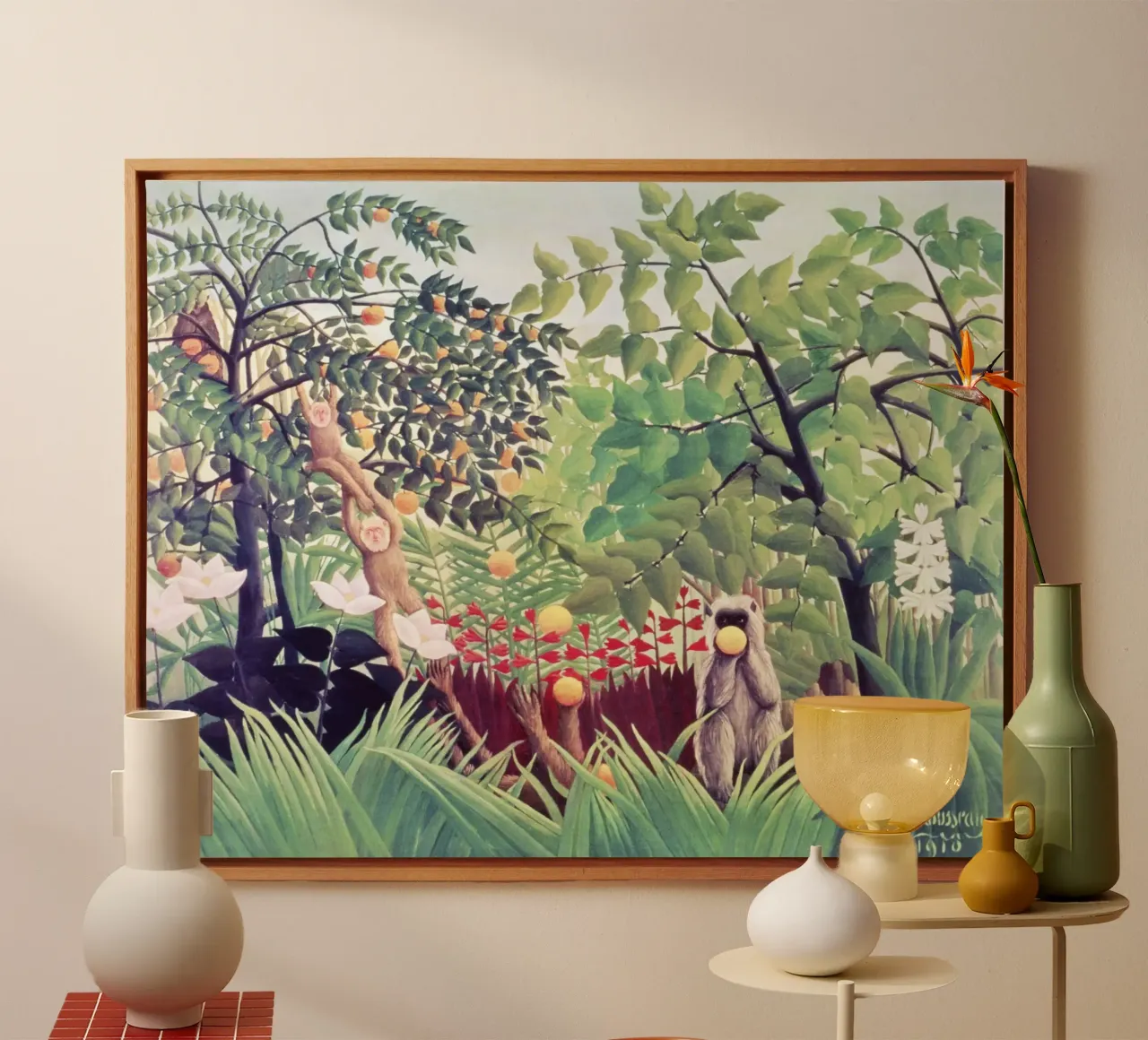 Paesaggio esotico (1910) di Henri Rousseau tela con Cornice a cassetta da Venus Art