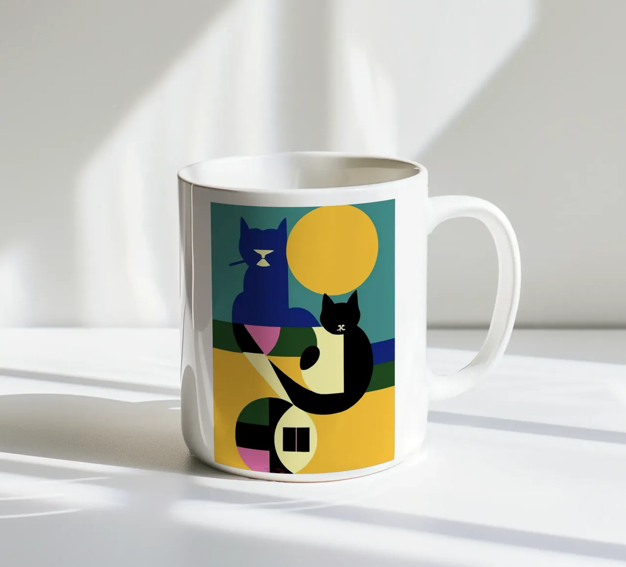 Gatto geometrico tazza in ceramica da Manuela