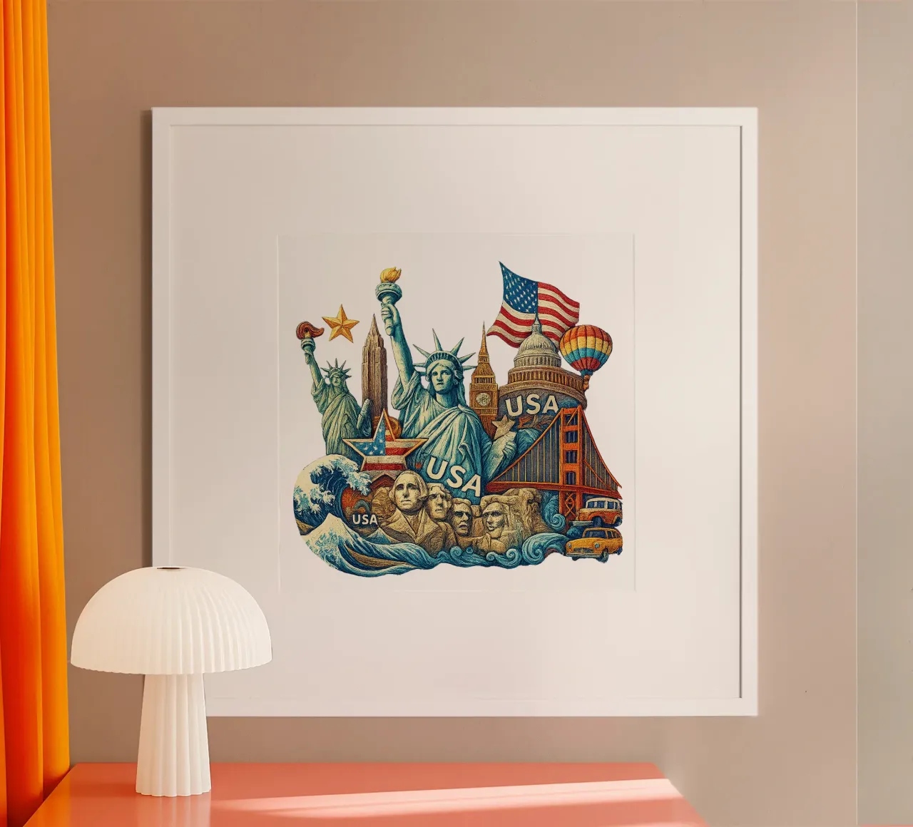 FREE USA U.S.A. poster con telaio in legno da Vintage Van Gogh