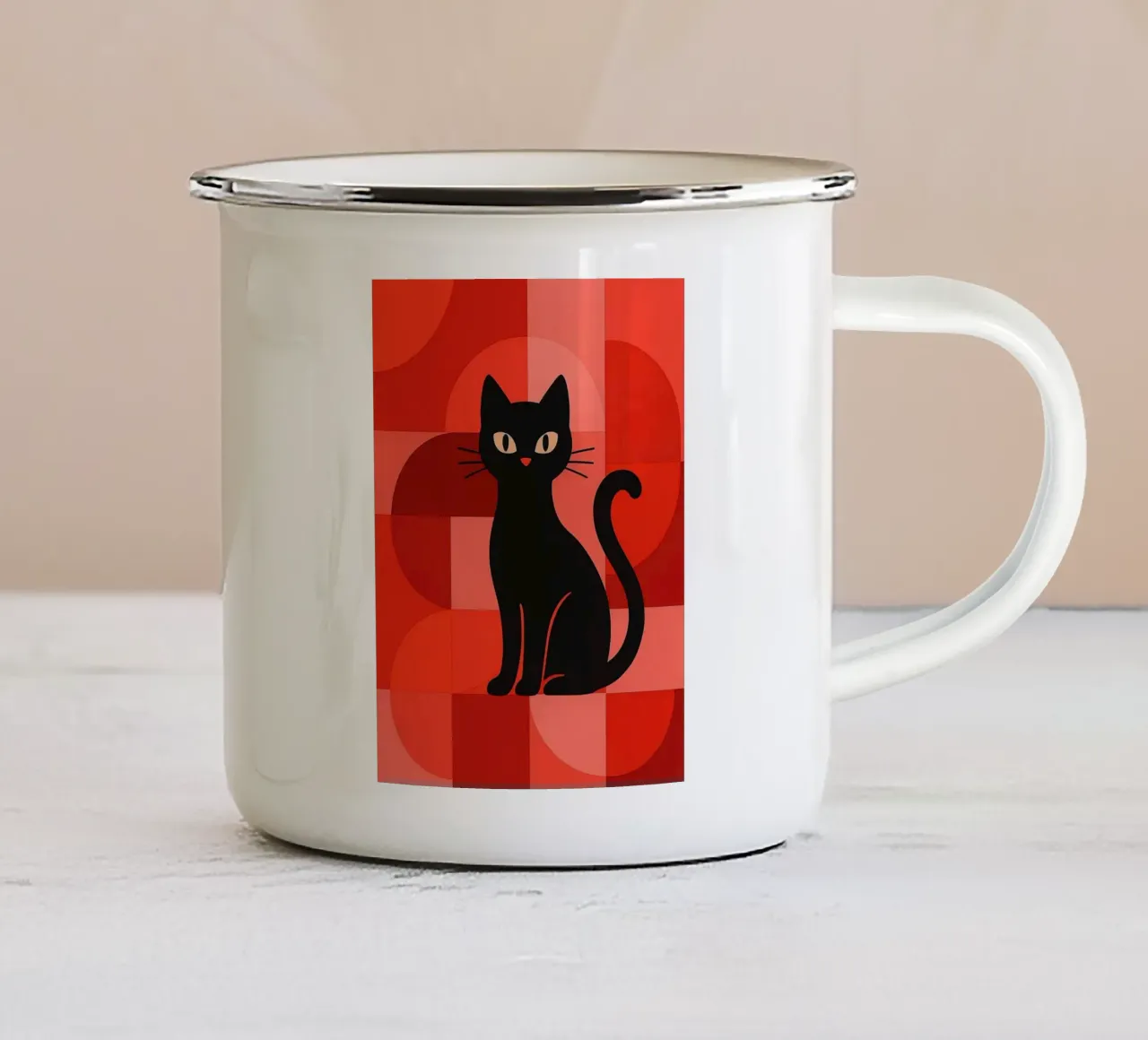 Gatto nero tazza in smalto da Kaden