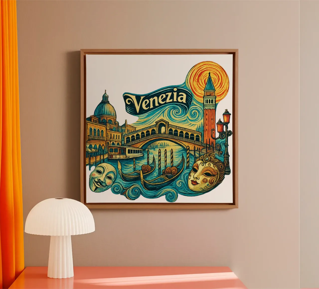 FREE VENICE - VENEDIG tela con Cornice a cassetta da Vintage Van Gogh