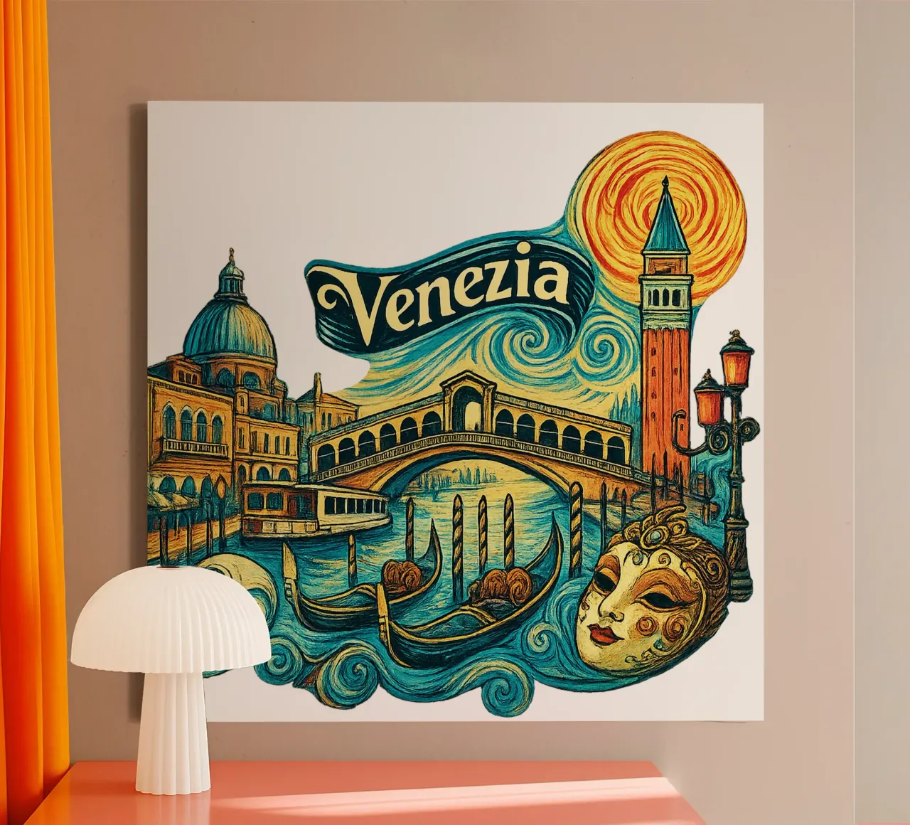 FREE VENICE - VENEDIG tela con Cornice a cassetta da Vintage Van Gogh