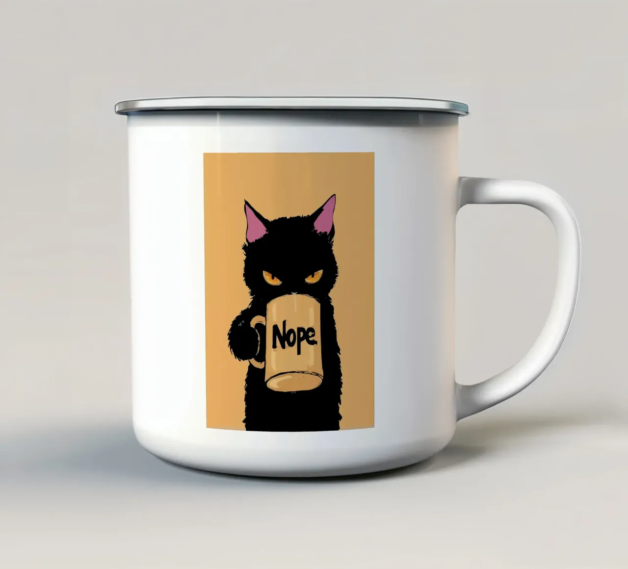 Gatto nero tazza in smalto da Kaden