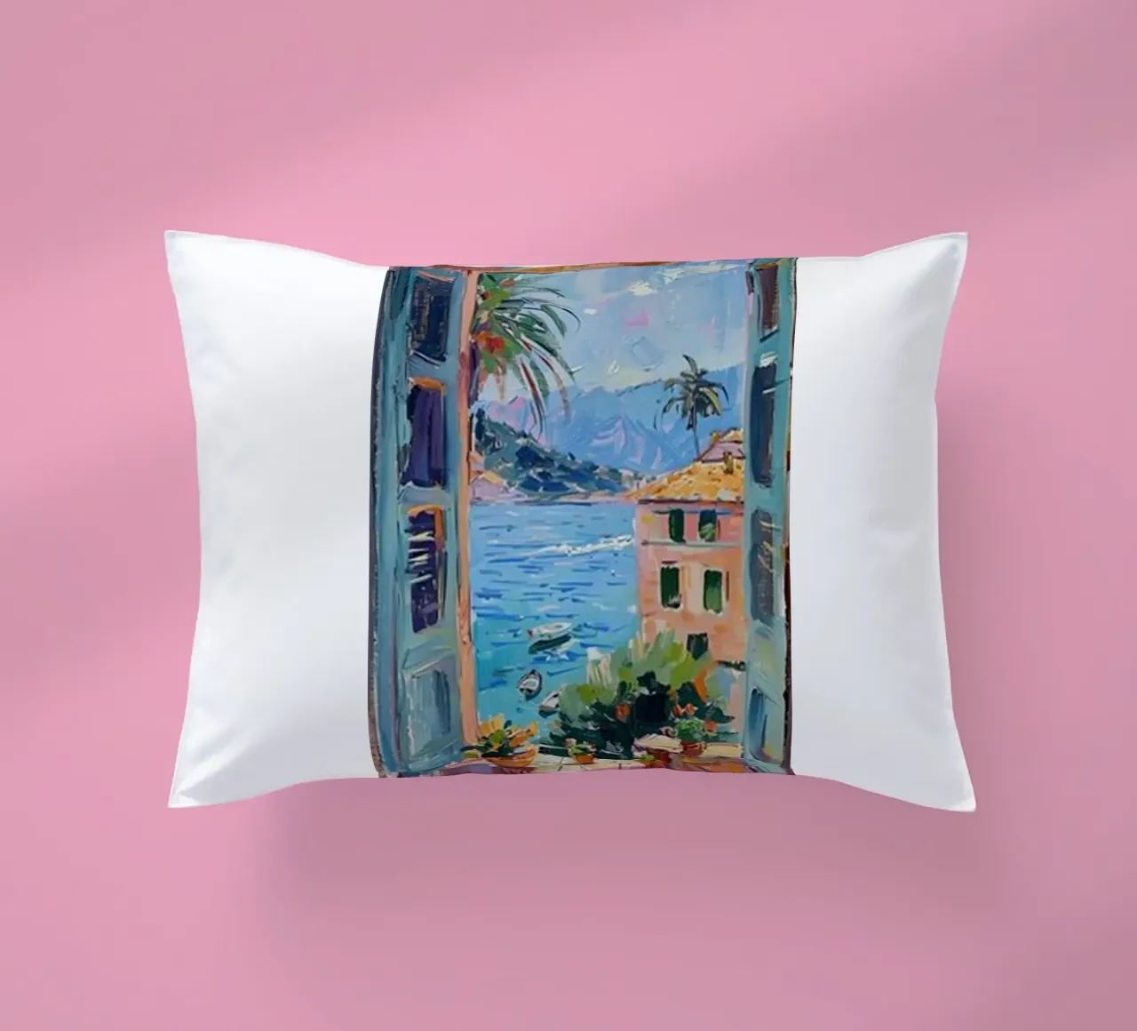 open window see seaside view decorative cushion by briyan shop