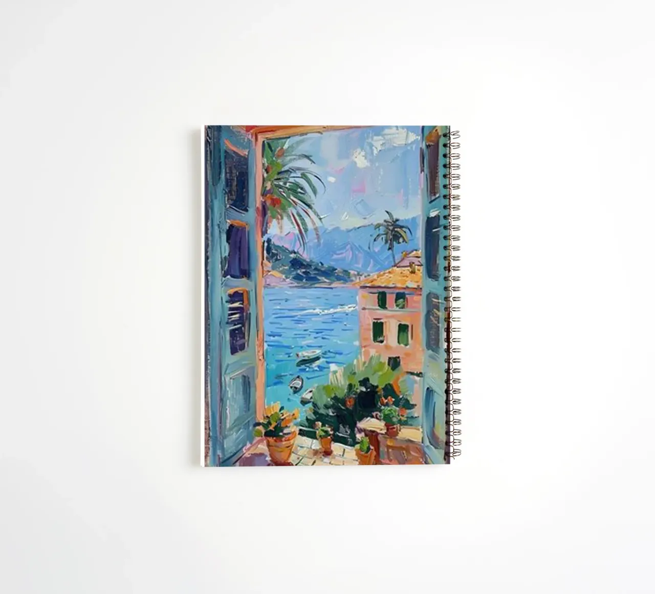 open window see seaside view spiral notebook by briyan shop