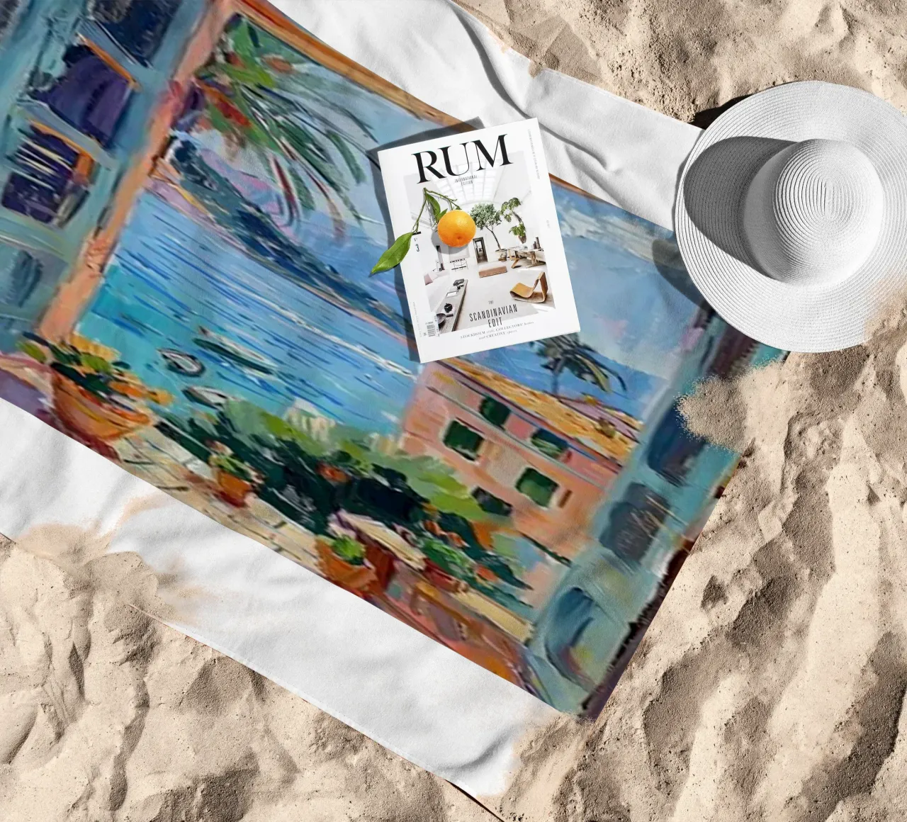 open window see seaside view beach towel by briyan shop