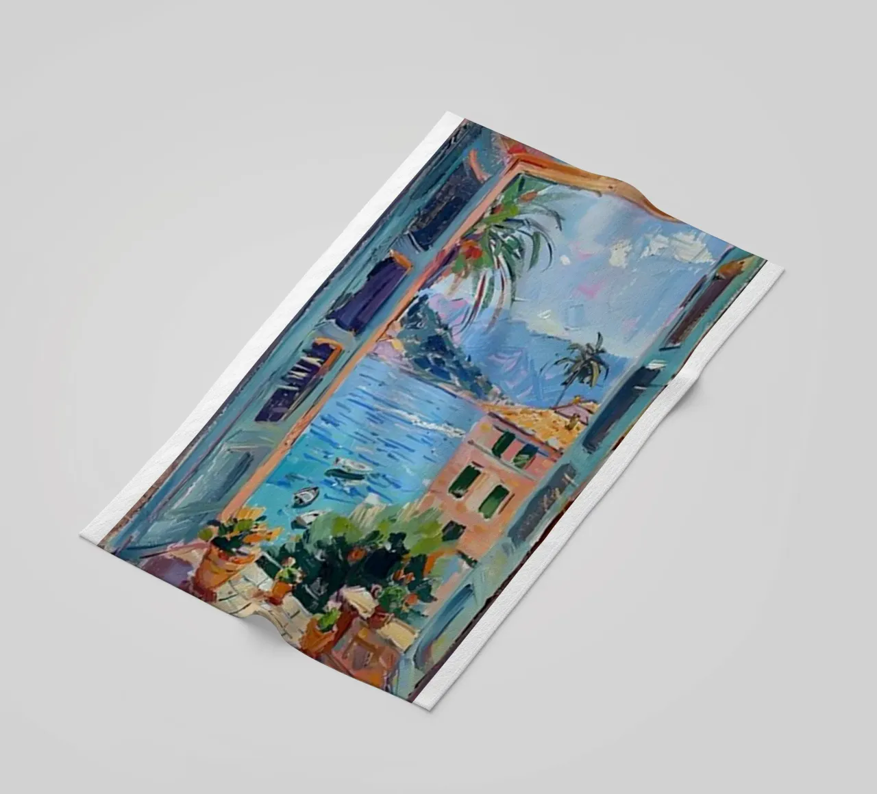 open window see seaside view beach towel by briyan shop
