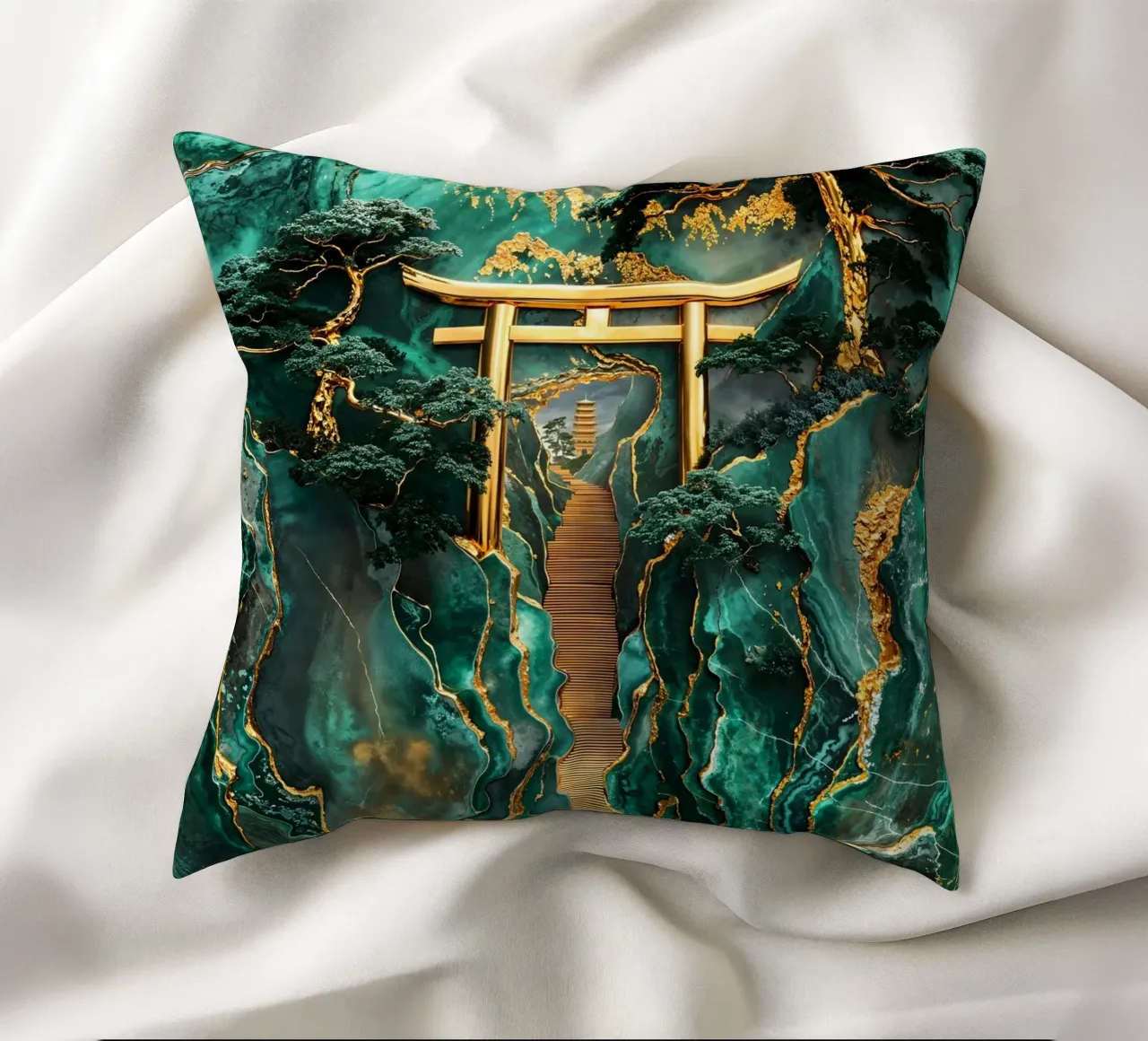 Jade Mountain Torii Path cuscino da Pixaverse