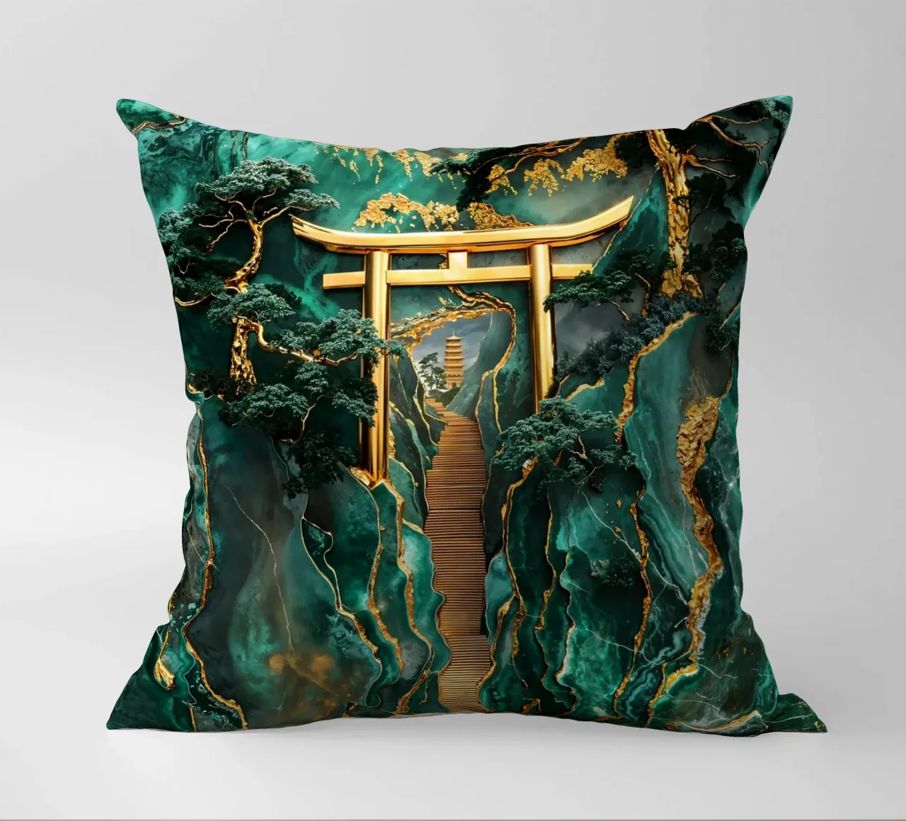 Jade Mountain Torii Path cuscino da Pixaverse