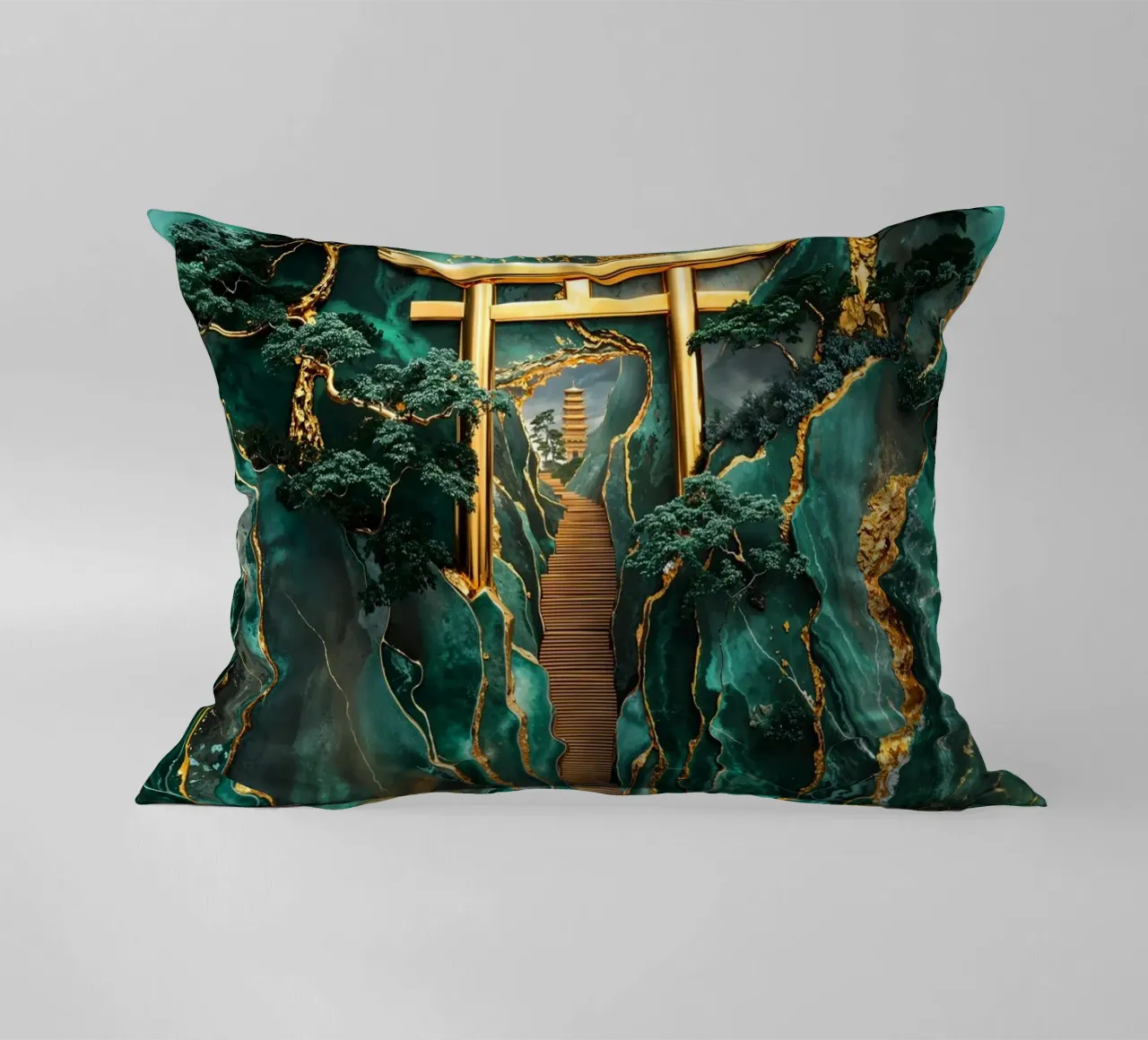 Jade Mountain Torii Path cuscino da Pixaverse