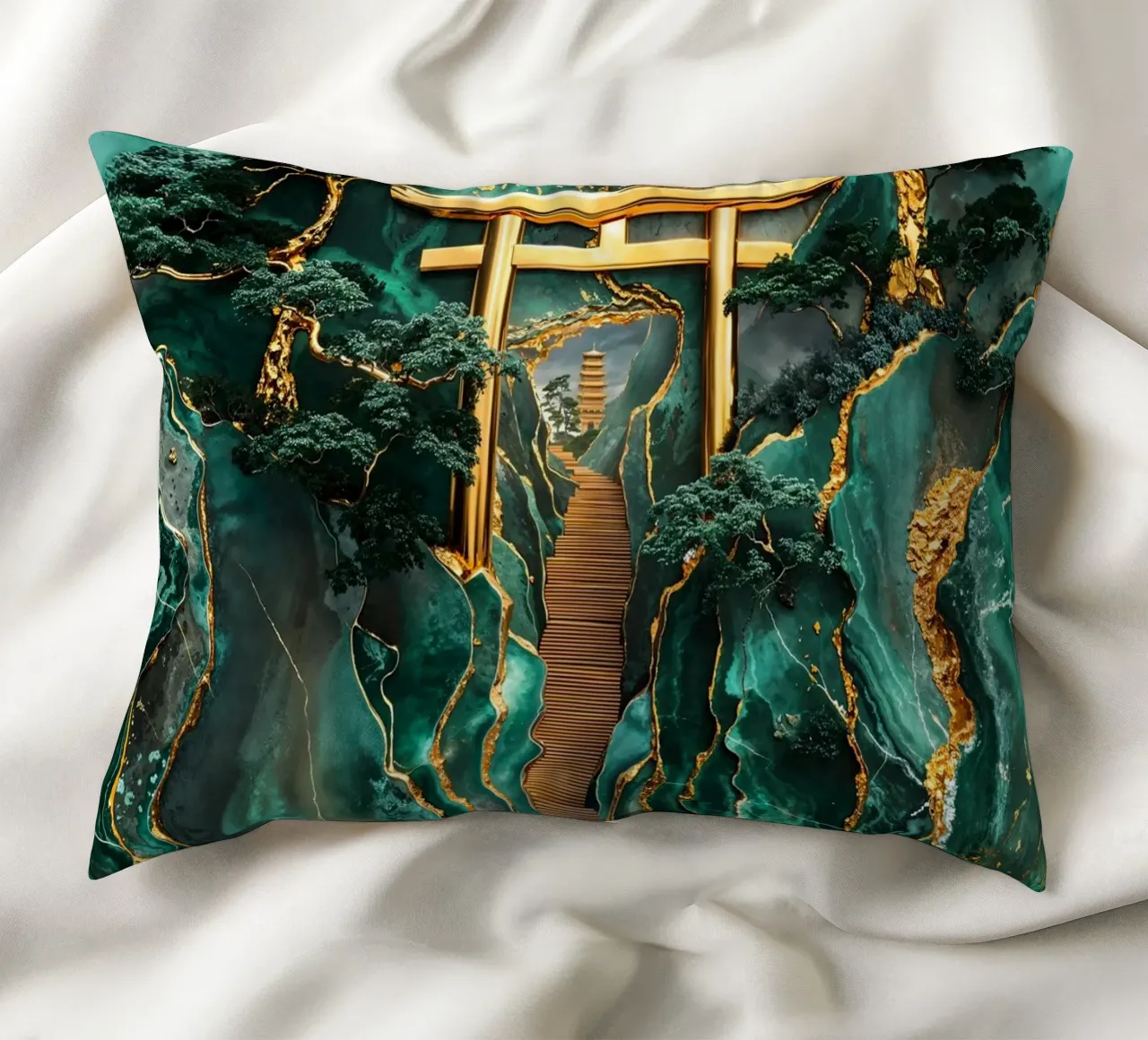 Jade Mountain Torii Path cuscino da Pixaverse