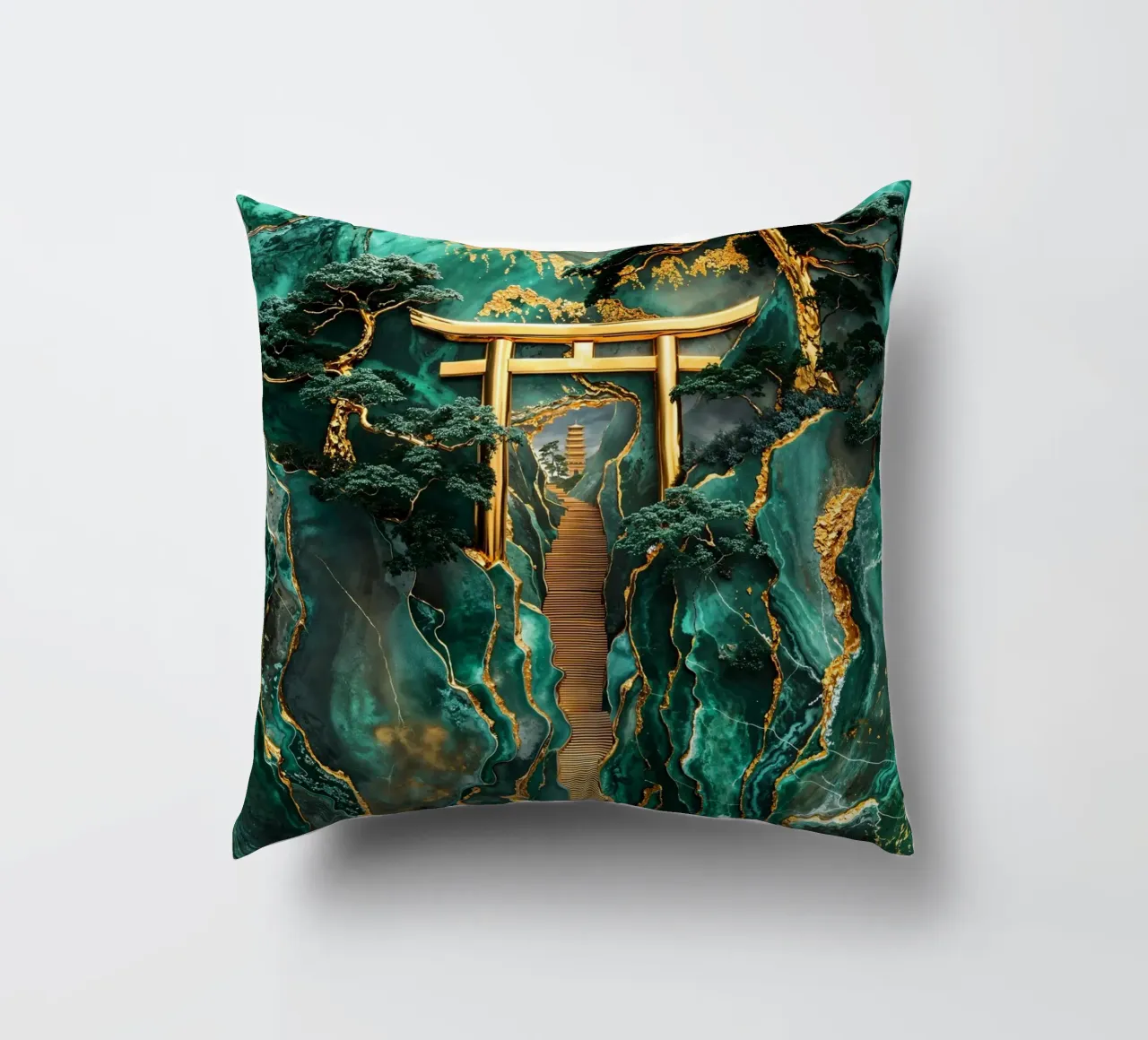 Jade Mountain Torii Path cuscino da Pixaverse