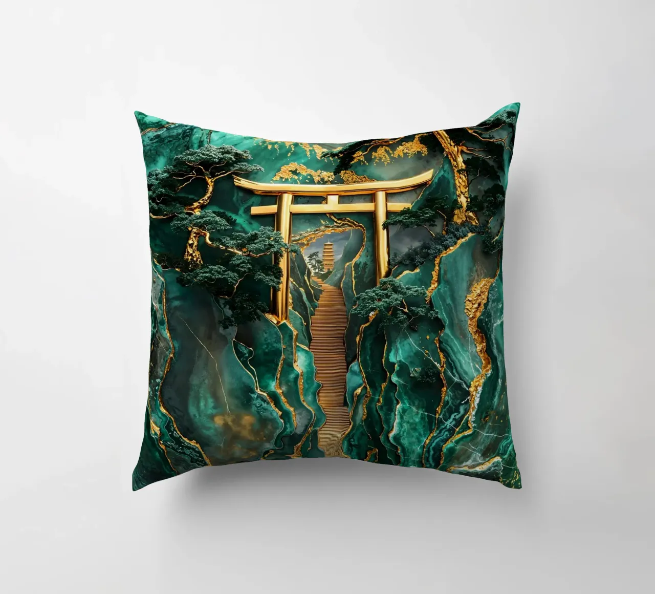 Jade Mountain Torii Path cuscino da Pixaverse