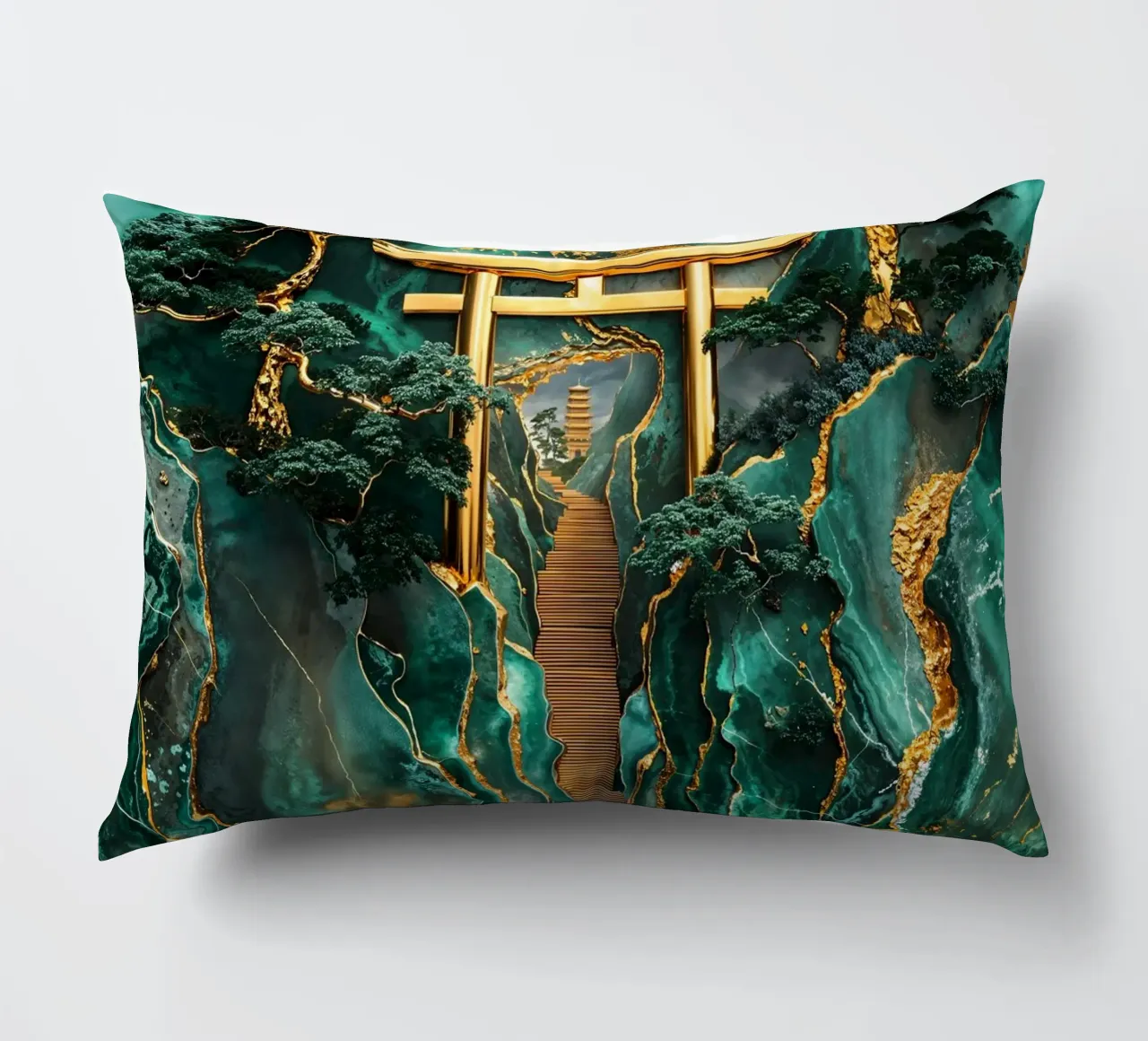 Jade Mountain Torii Path cuscino da Pixaverse